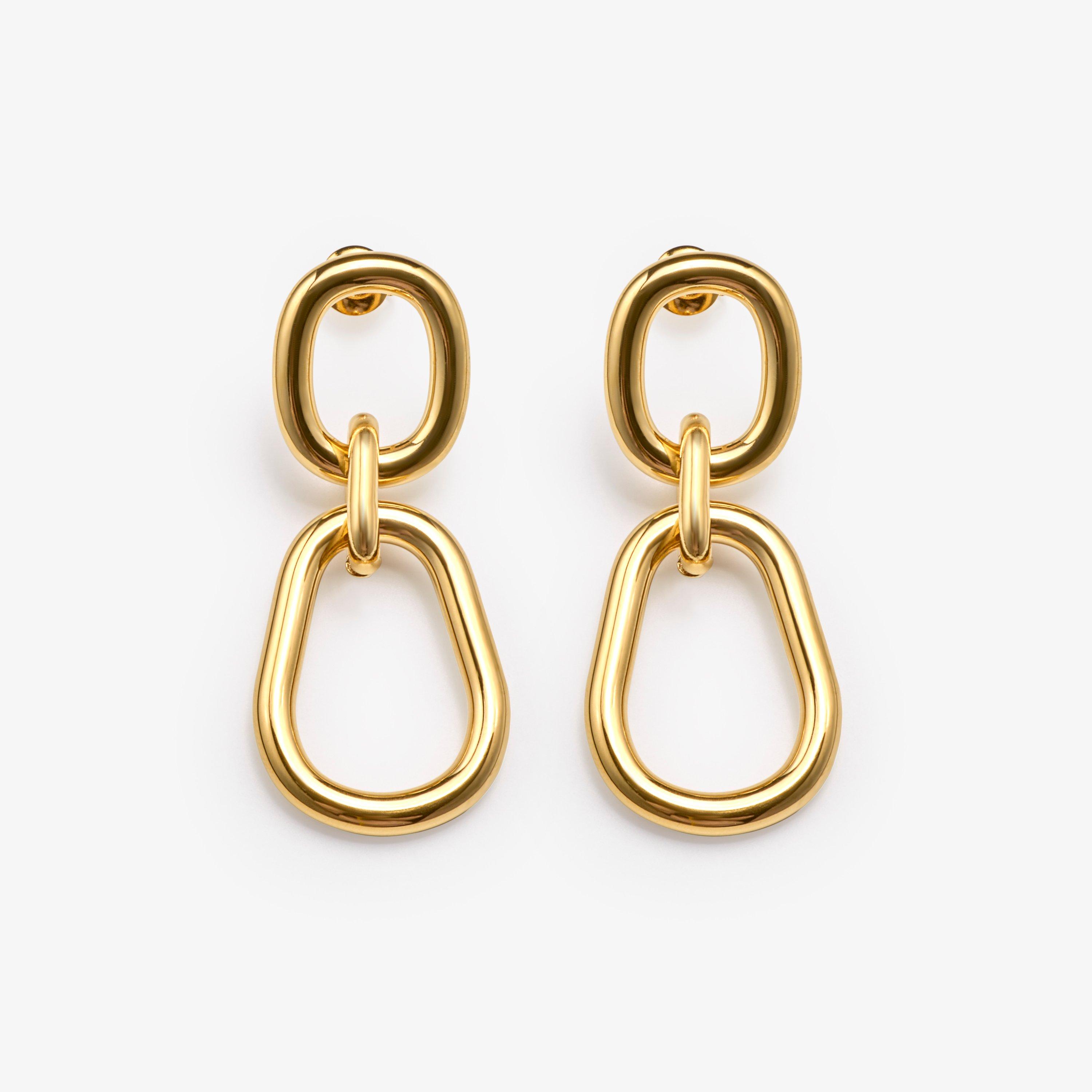 Molten Loop Drop Gold Plated Earrings, view 1 of 2