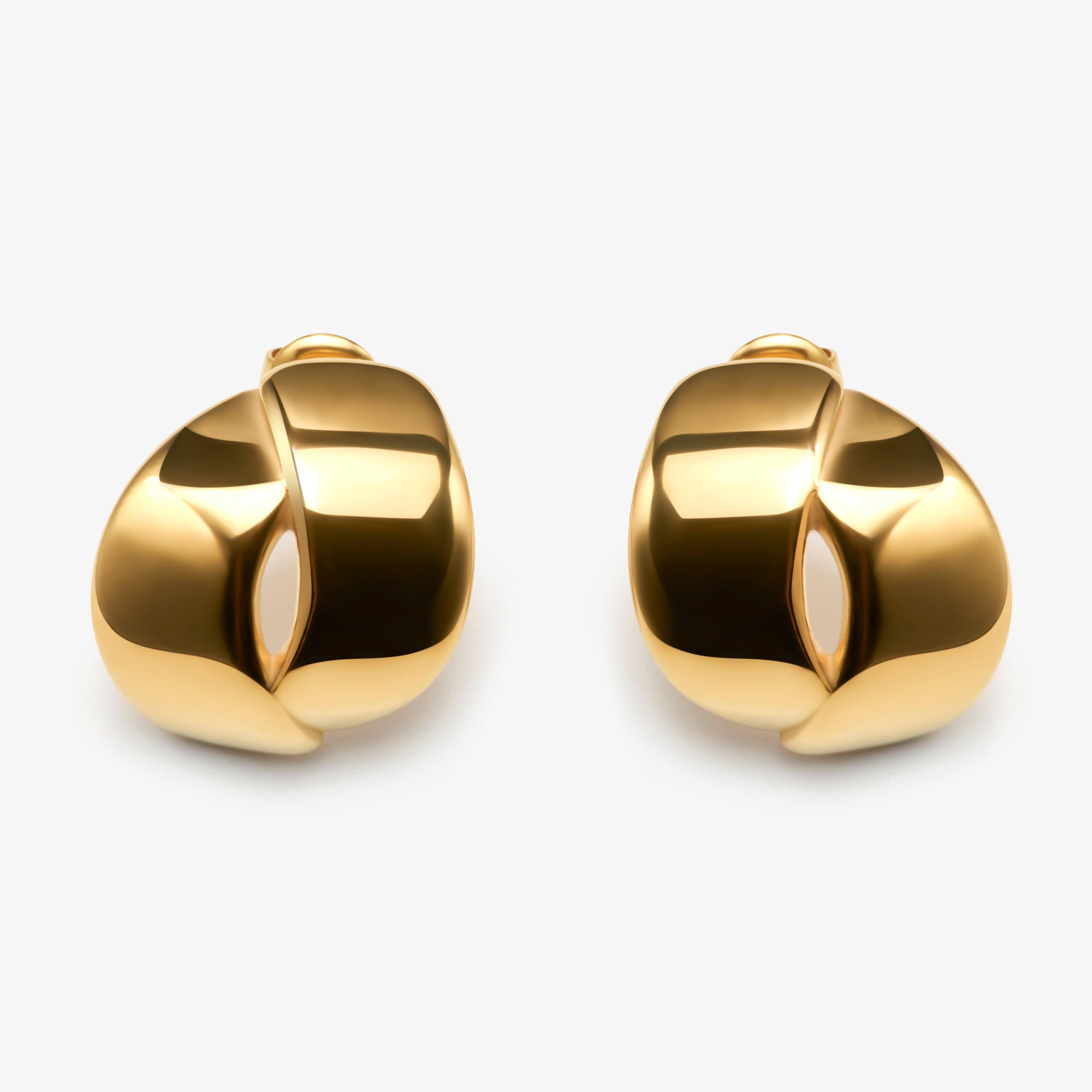 Sculpt Huggie Gold Plated Earrings, view 1 of 2