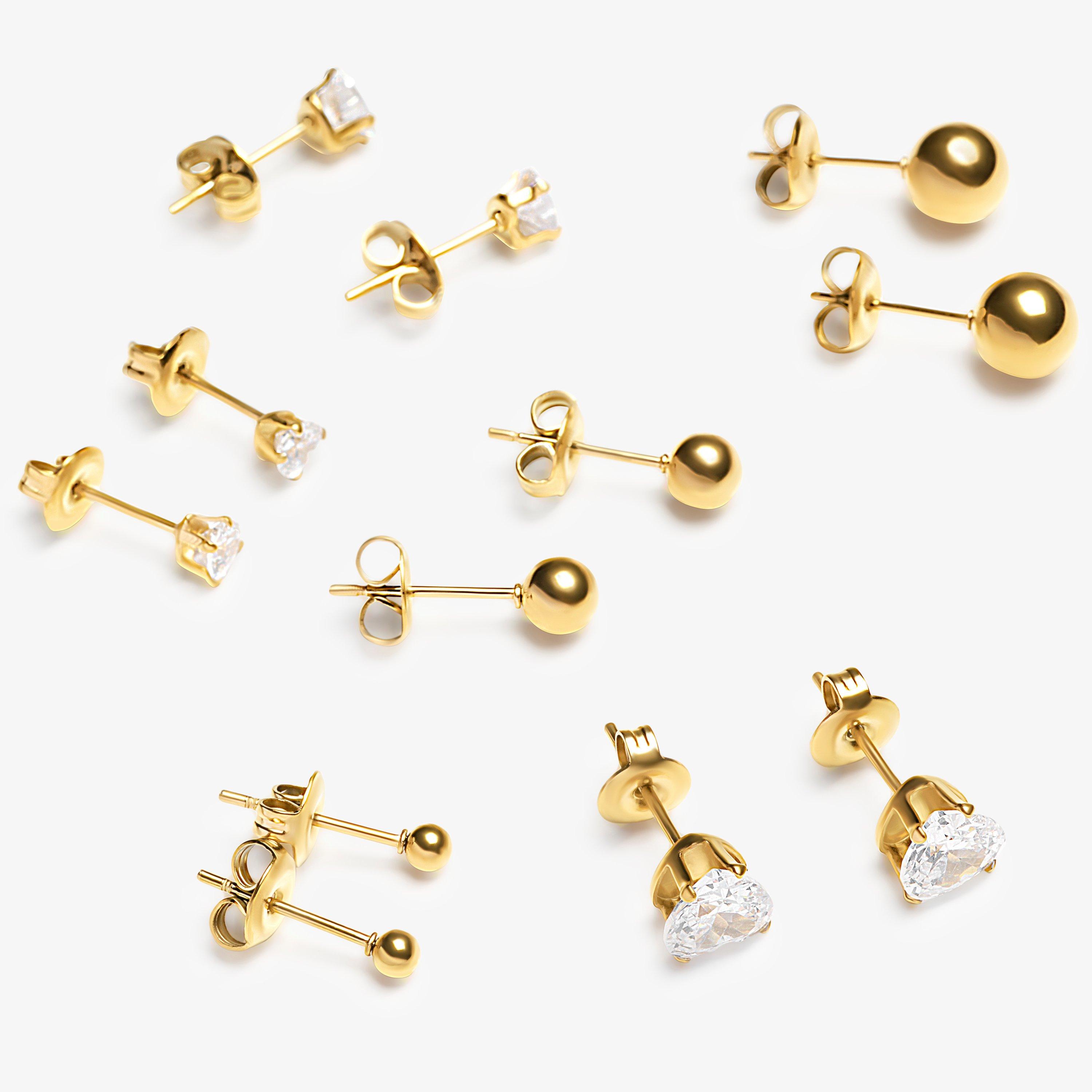 Stud Mix 6 Pack Earrings  — Gold (alternate view)