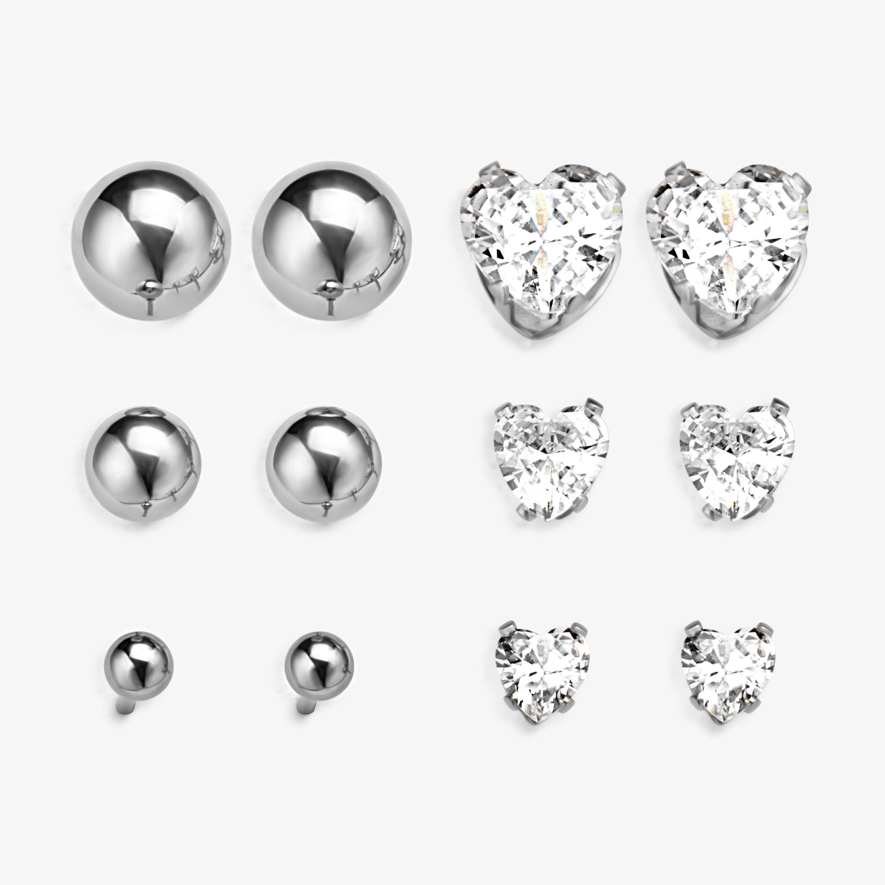 Stud Mix 6 Pack Silver Effect Earrings, view 1 of 2