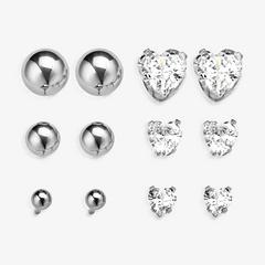 Stud Mix 6 Pack Earrings  — Silver 1