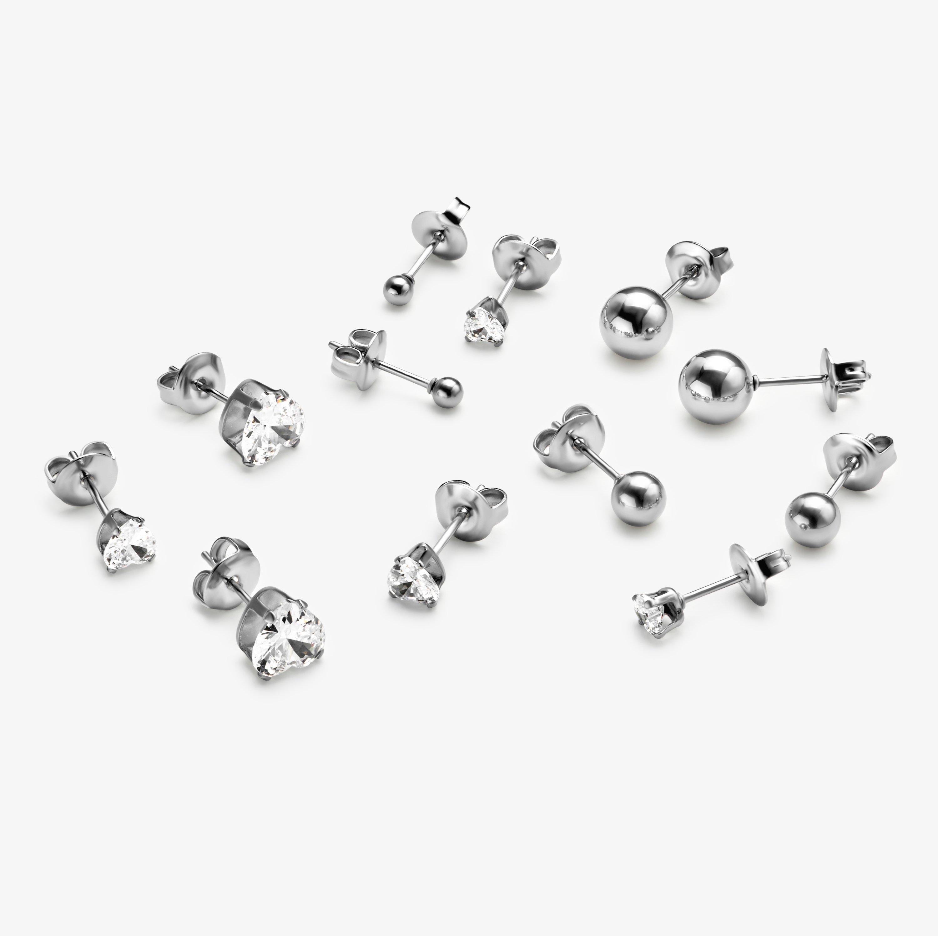 Stud Mix 6 Pack Earrings  — Silver