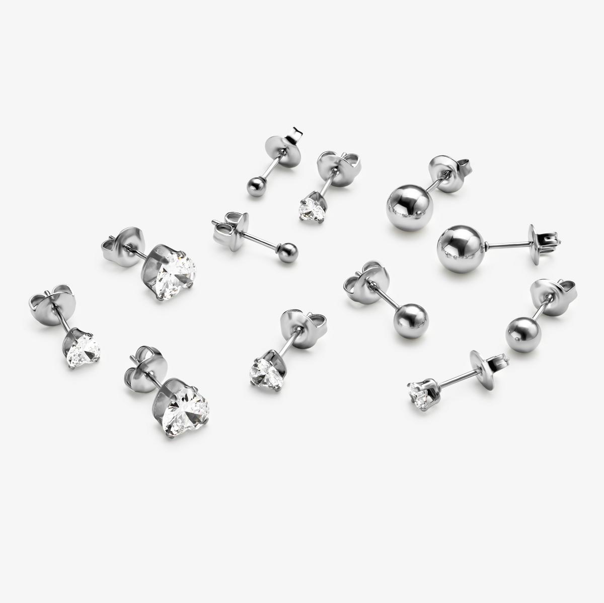 Stud Mix 6 Pack Earrings  — Silver