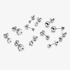 Stud Mix 6 Pack Earrings  — Silver 2