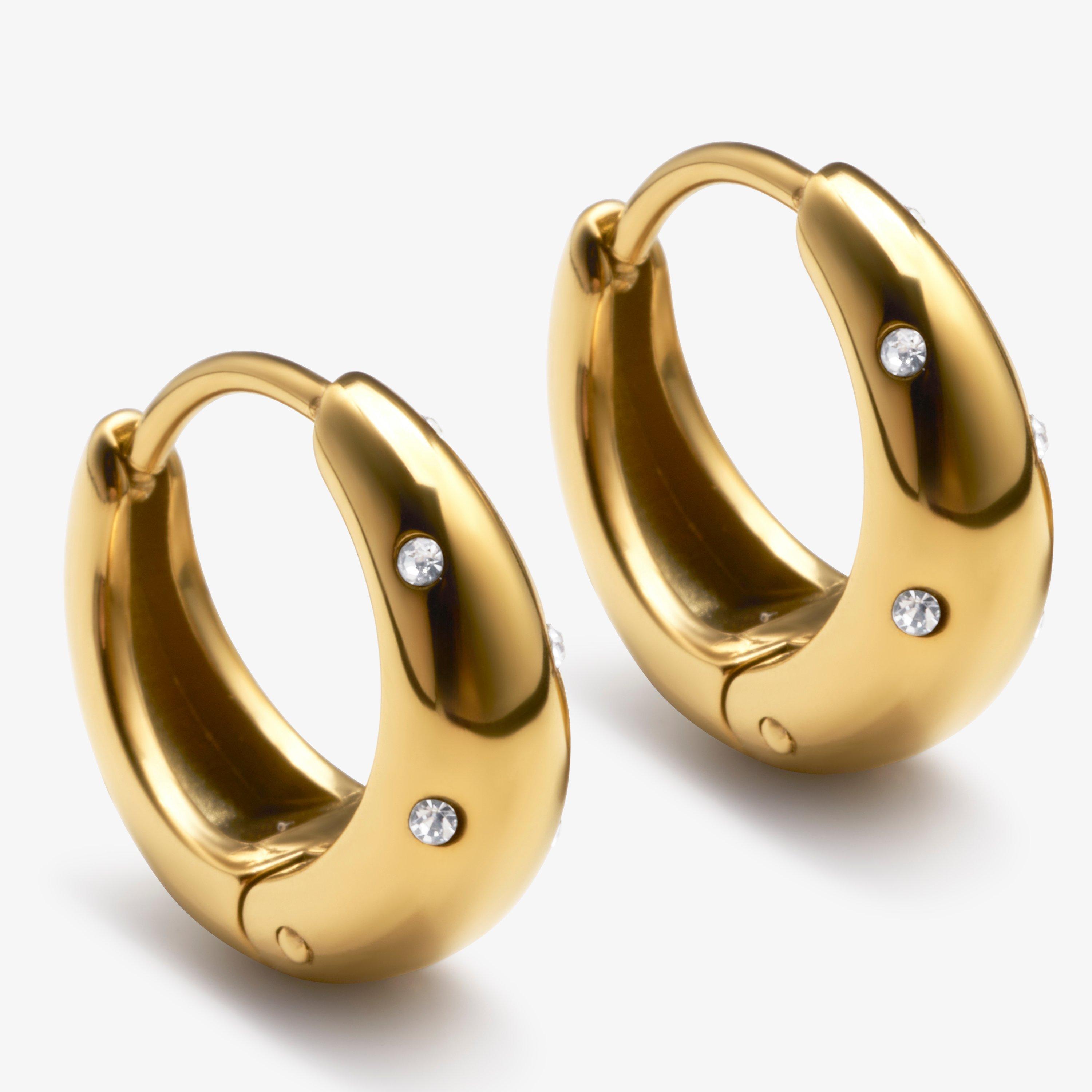 Studded Huggie Earrings  — Gold