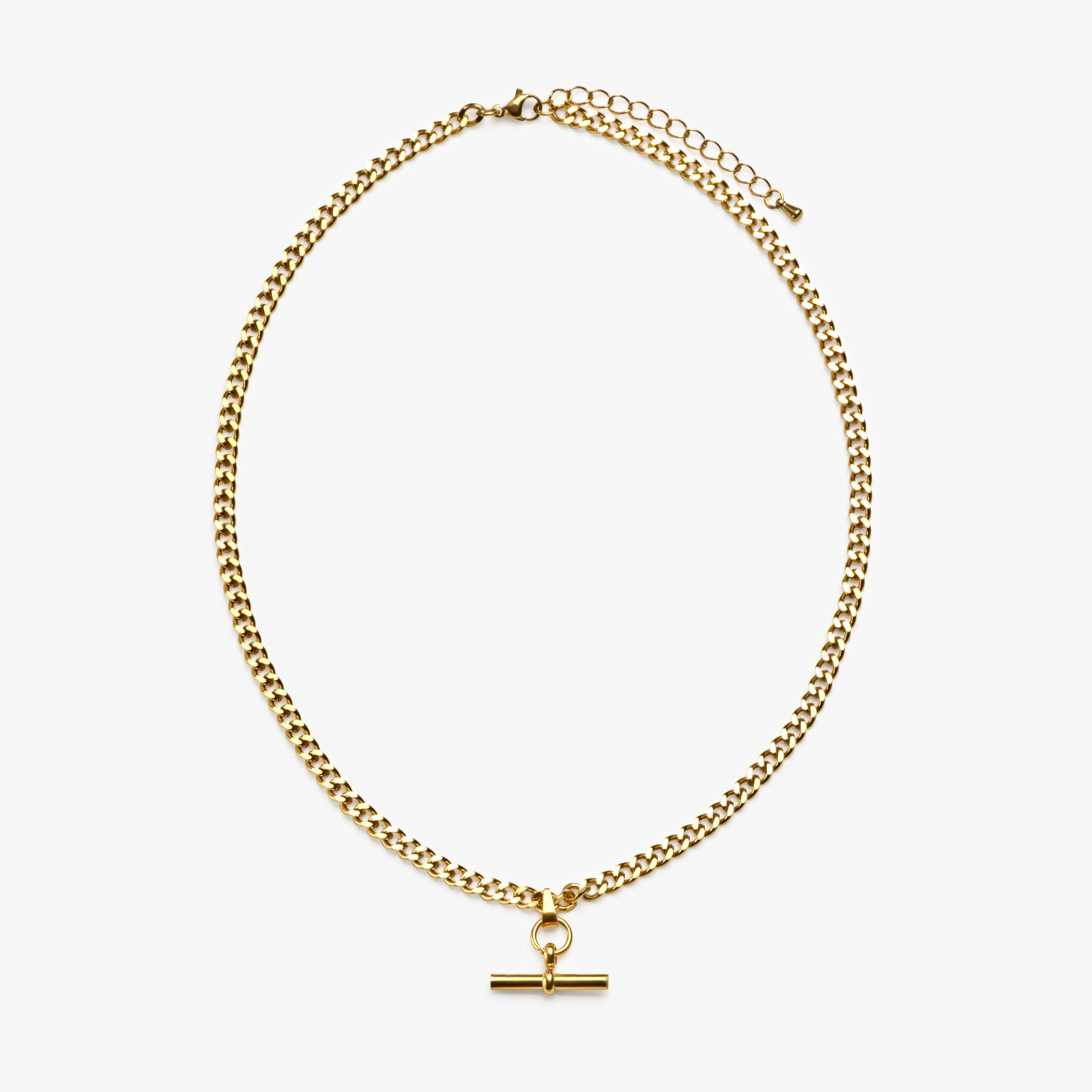 T-Bar Charm NL Gold Plated Necklaces, view 1 of 2