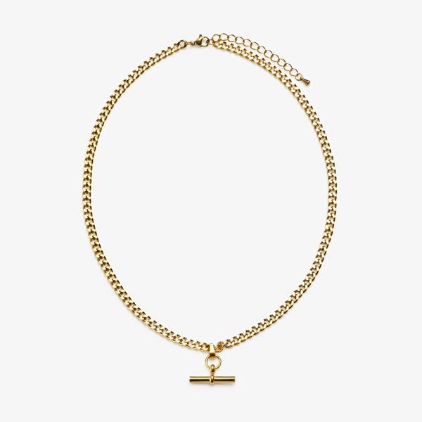 T-Bar Charm Necklace — Gold