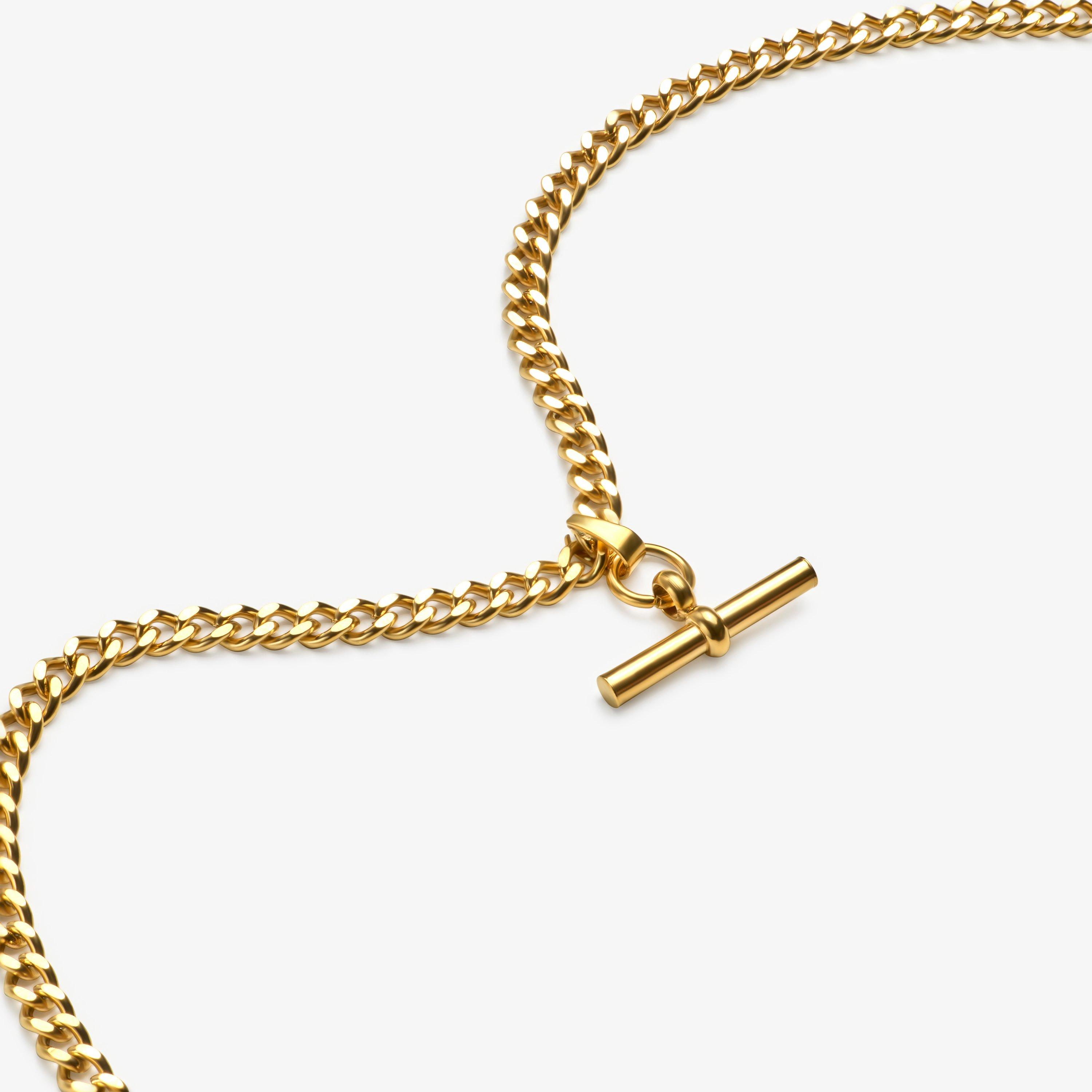 T-Bar Charm Necklace — Gold