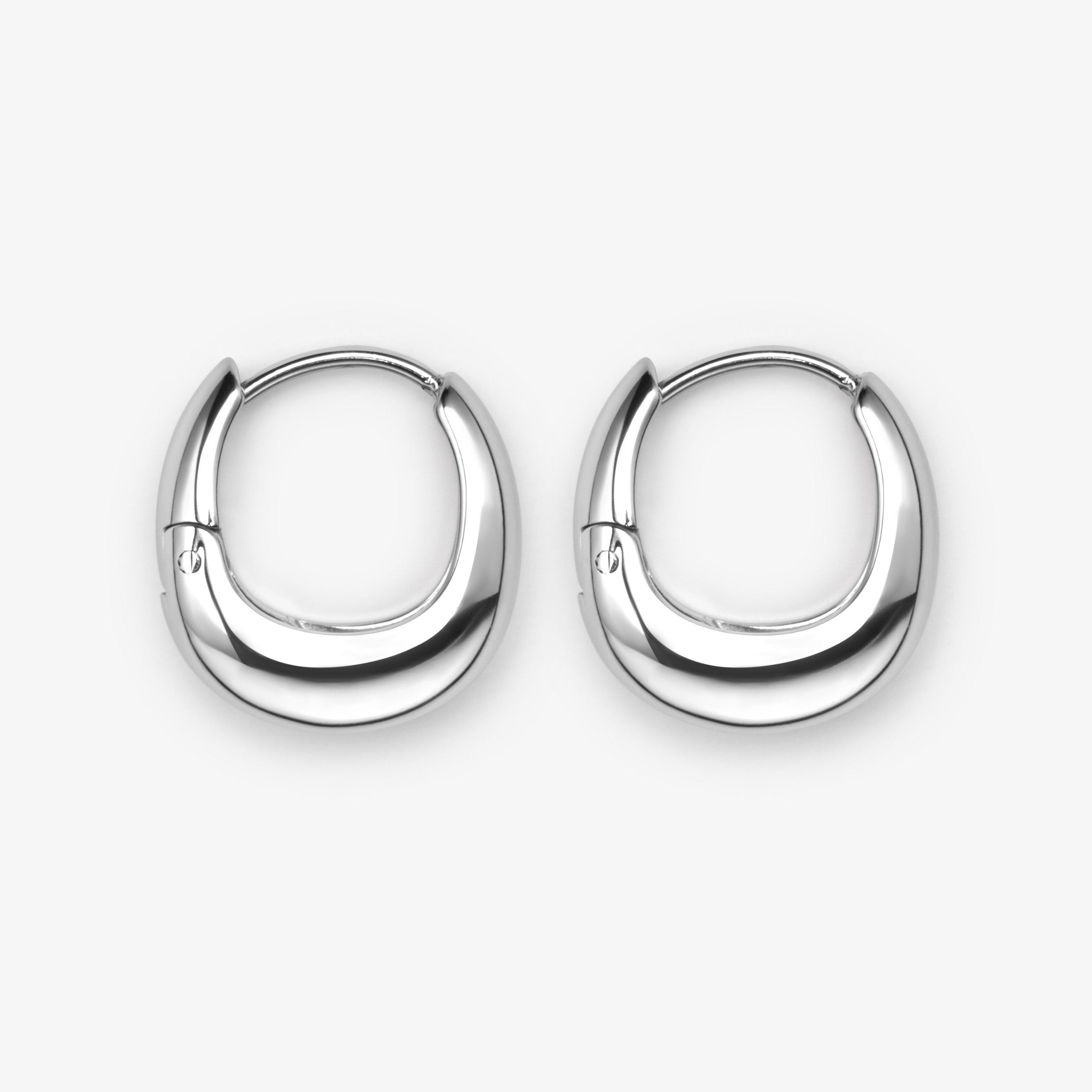 Tear Huggie Earrings Silver Earrings, view 1 of 2