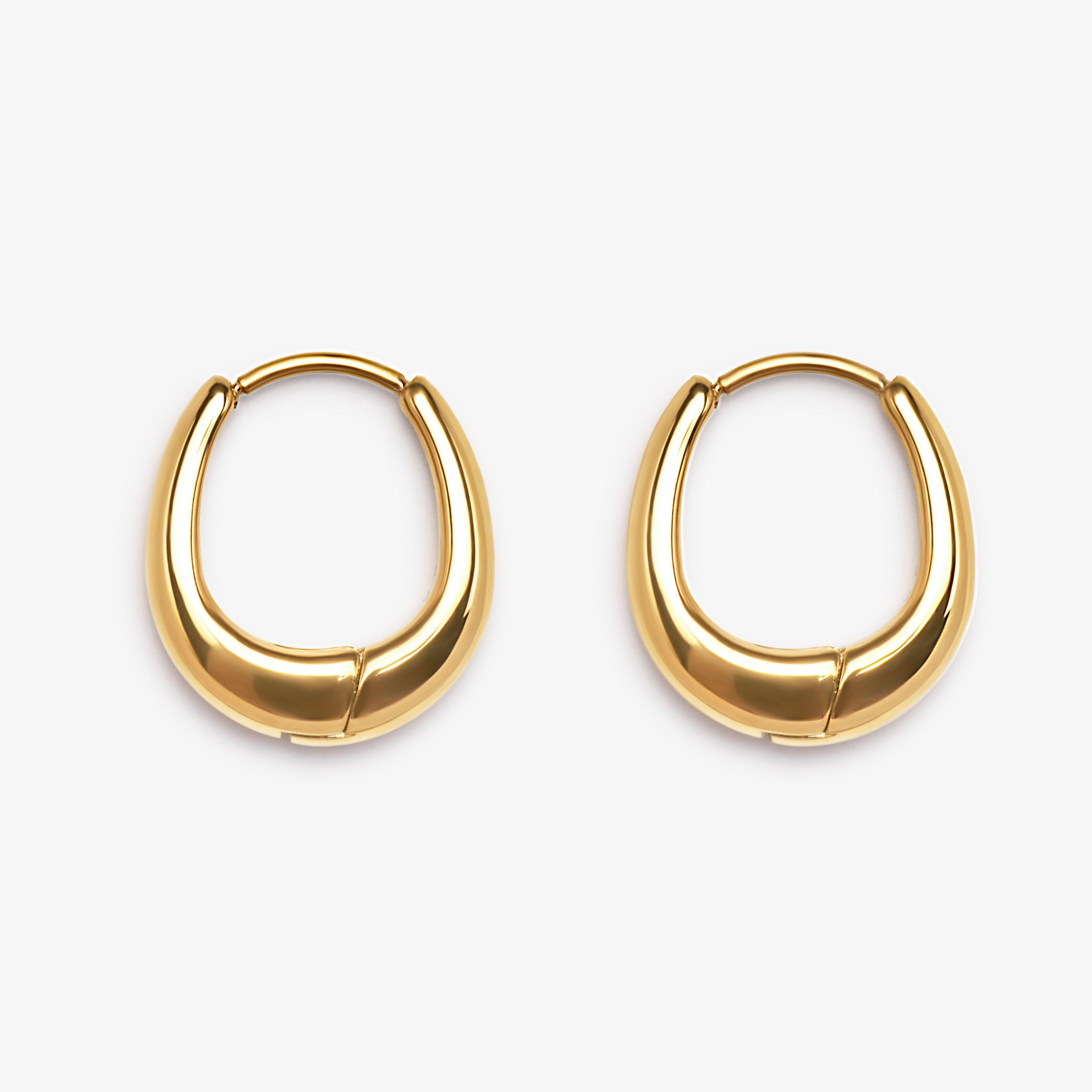 Teardop Huggie Gold Plated Earrings, view 1 of 2