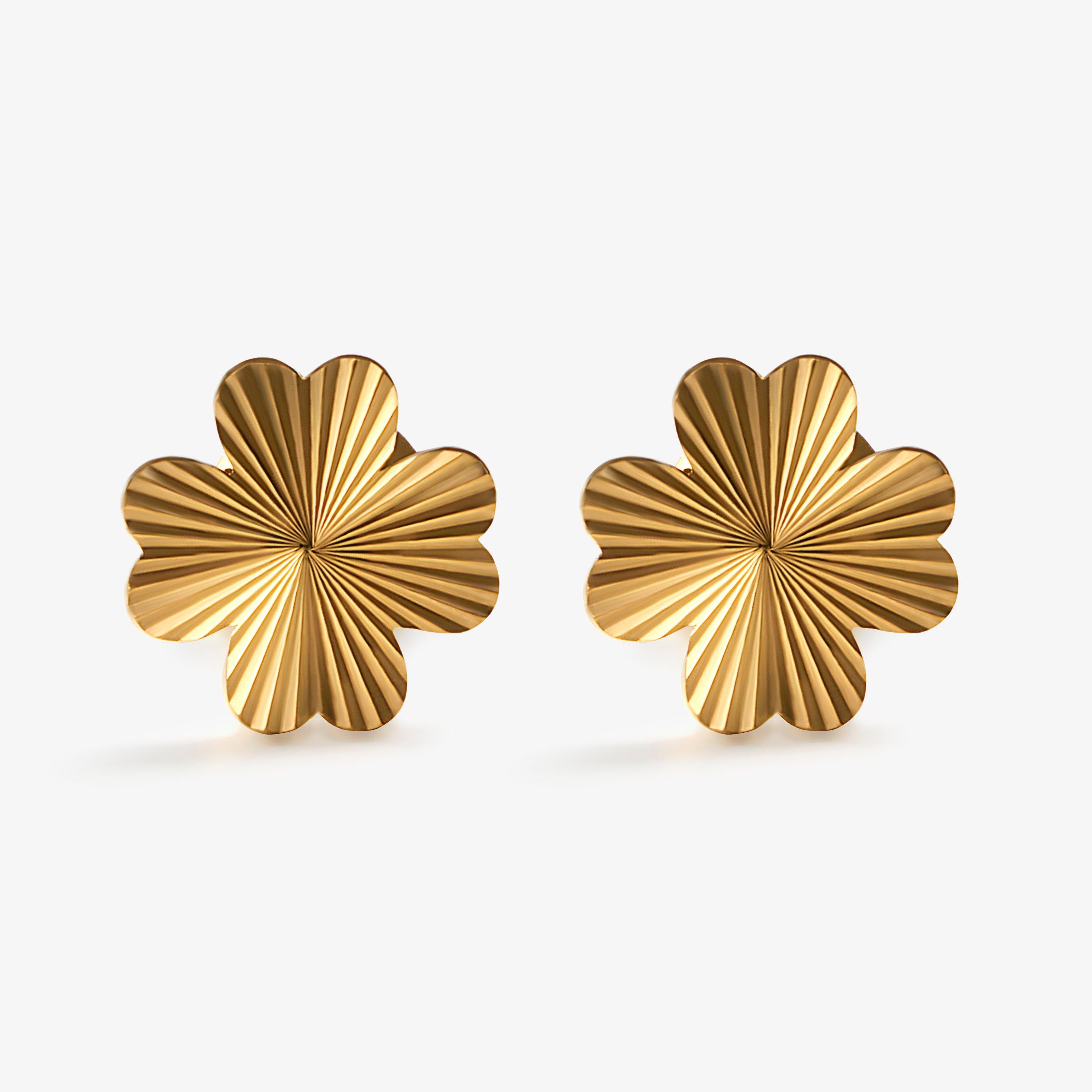 Clover Stud Earrings  Gold Earrings, view 1 of 2