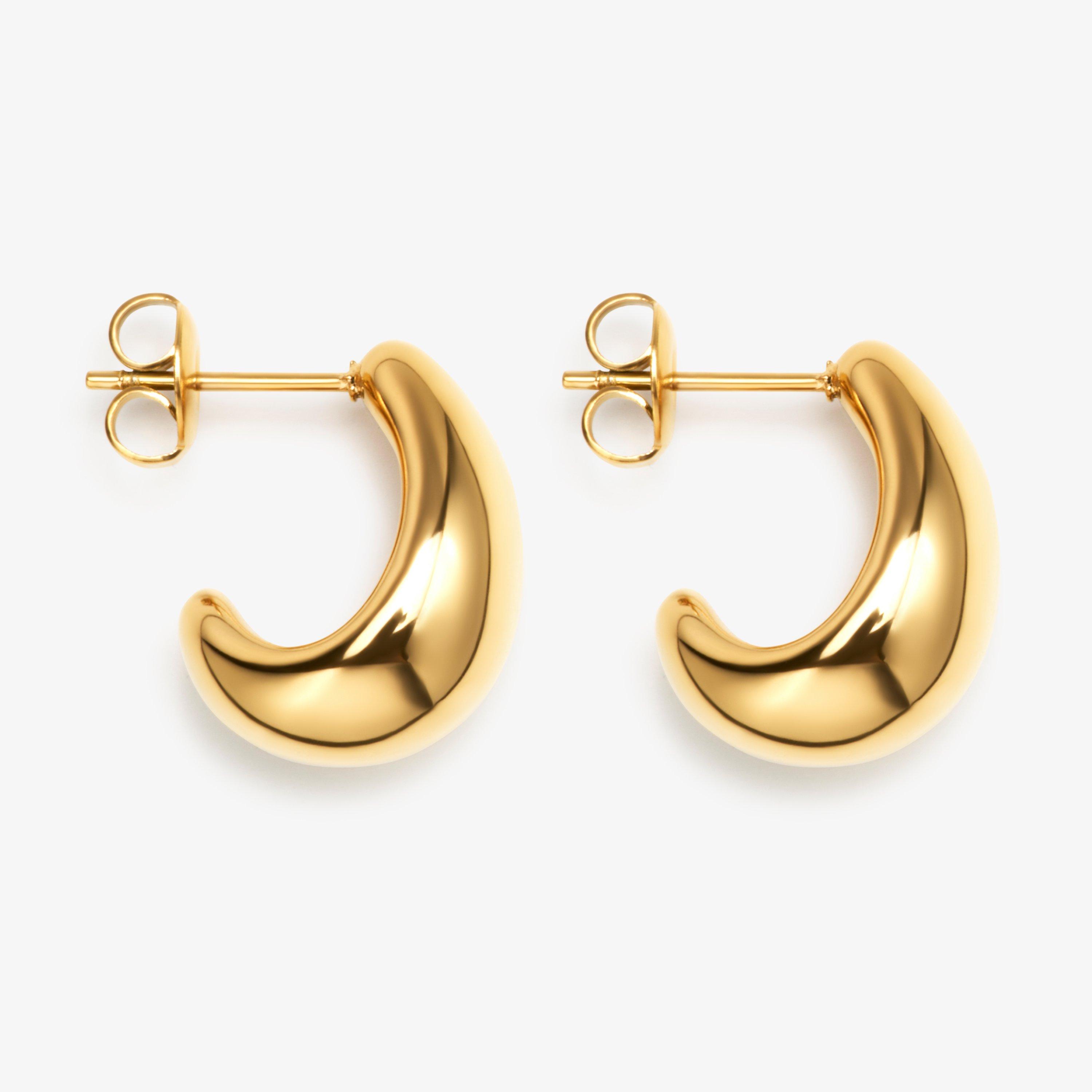 Chunky Huggie Gold Plated Earrings, view 1 of 2
