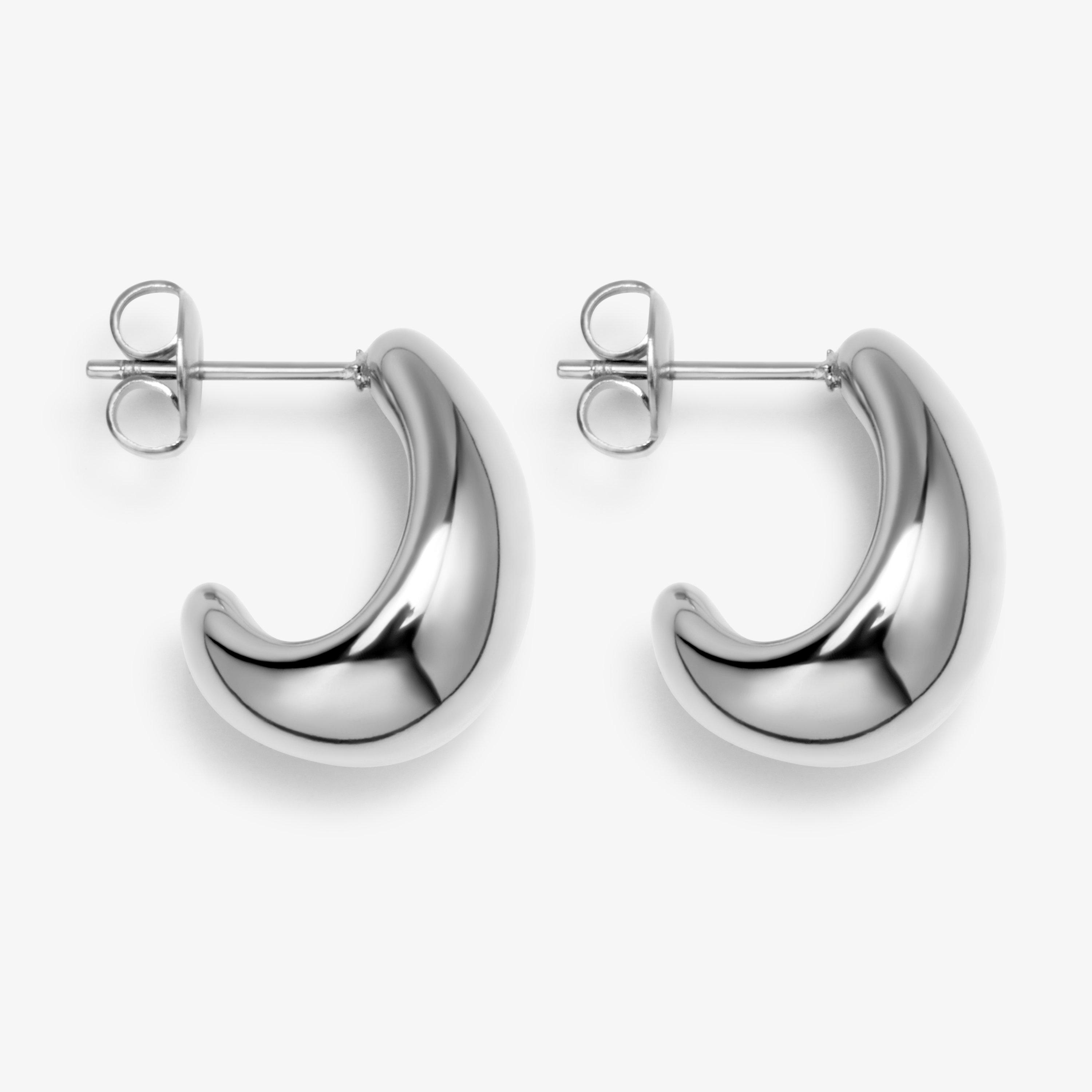 Chunky Huggie Silver Effect Earrings, view 1 of 2