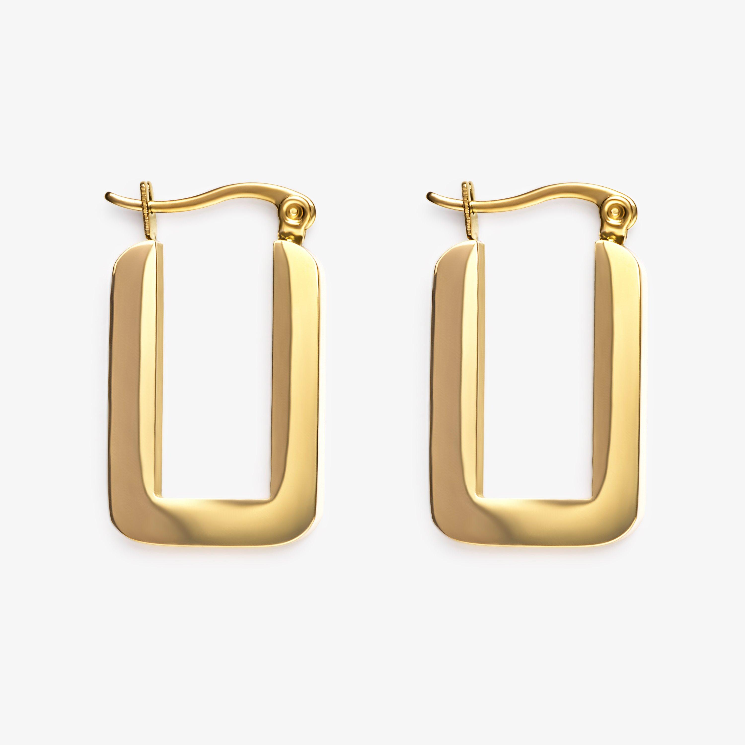Geo Huggie Gold Plated Earrings, view 1 of 2