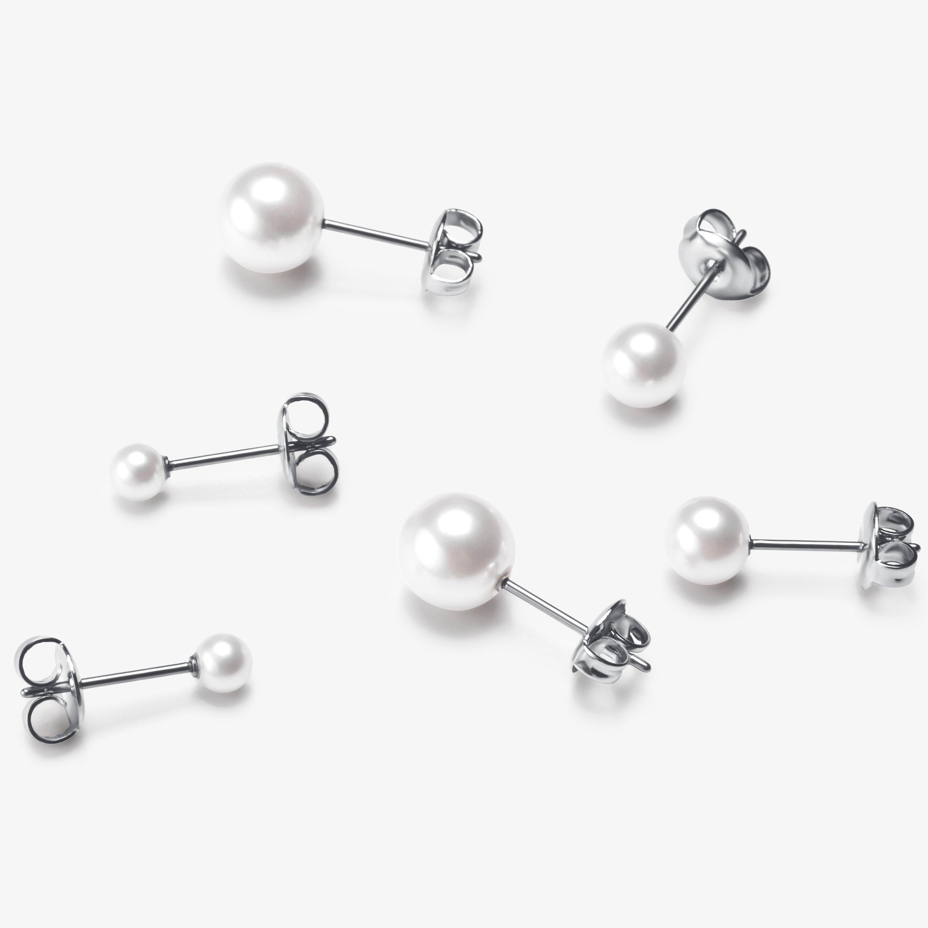 Lustre Stud Earrings Three Pack  — Silver (alternate view)