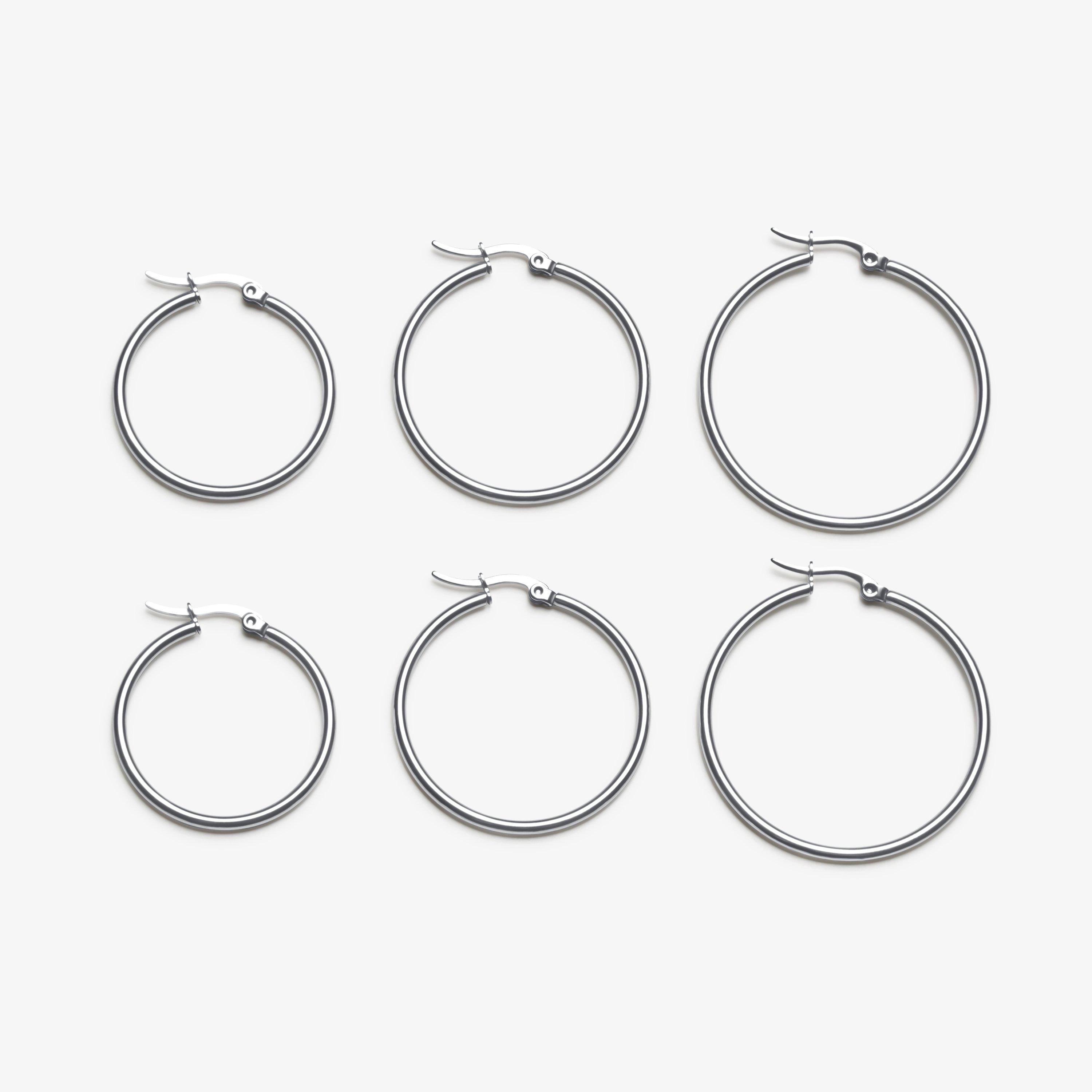 Minimal Hoop Earrings Three Pack  Silver Earrings, view 1 of 2