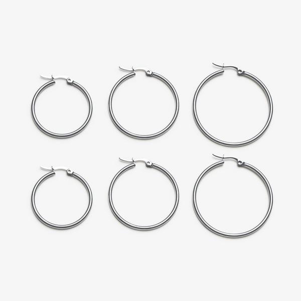Minimal Hoop 3 pack — Silver