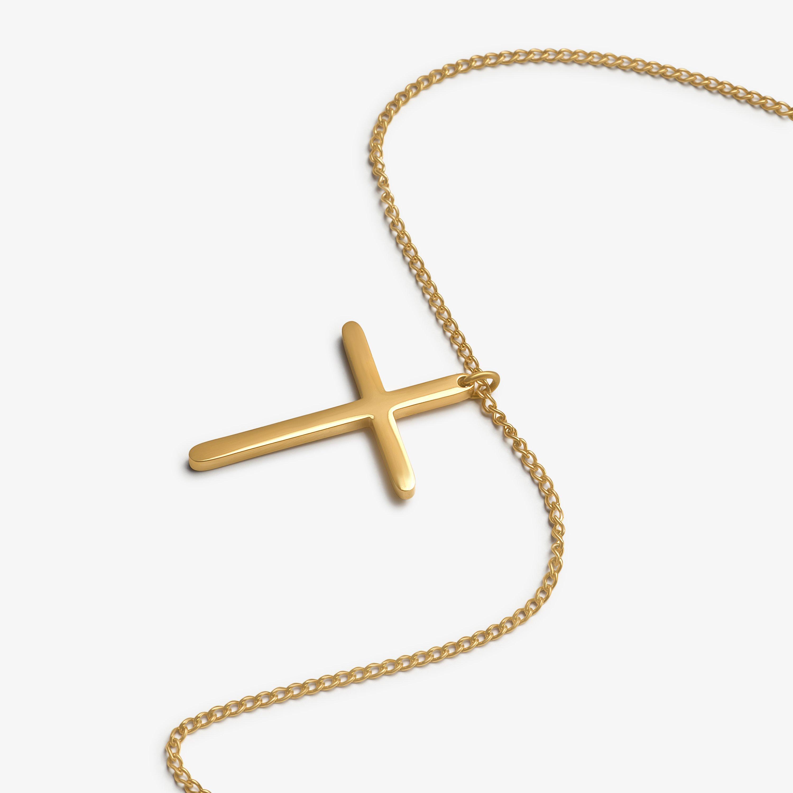 Cross Charm Necklace  — Gold