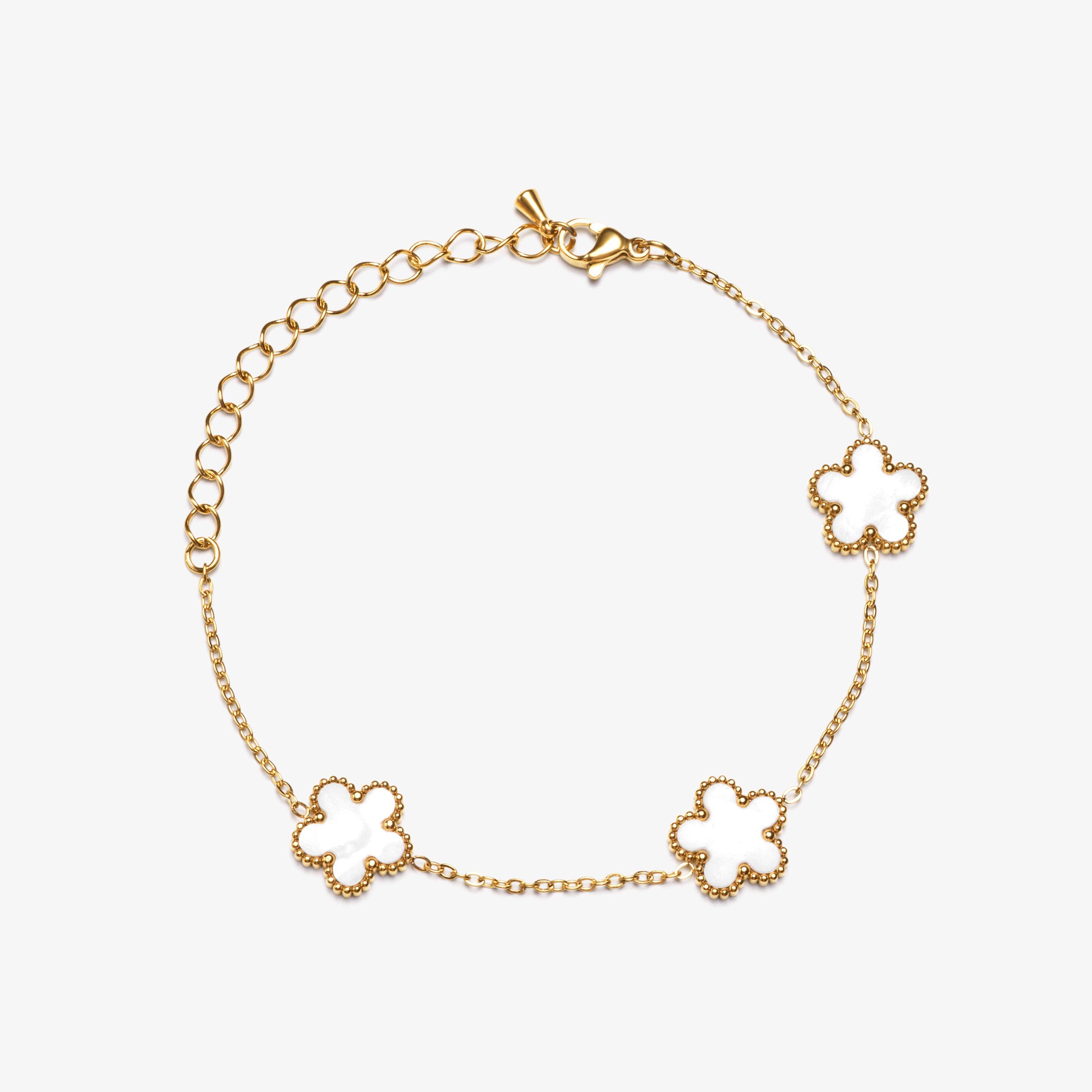 Bloom Charm Gold Plated/White Bracelets, view 1 of 2