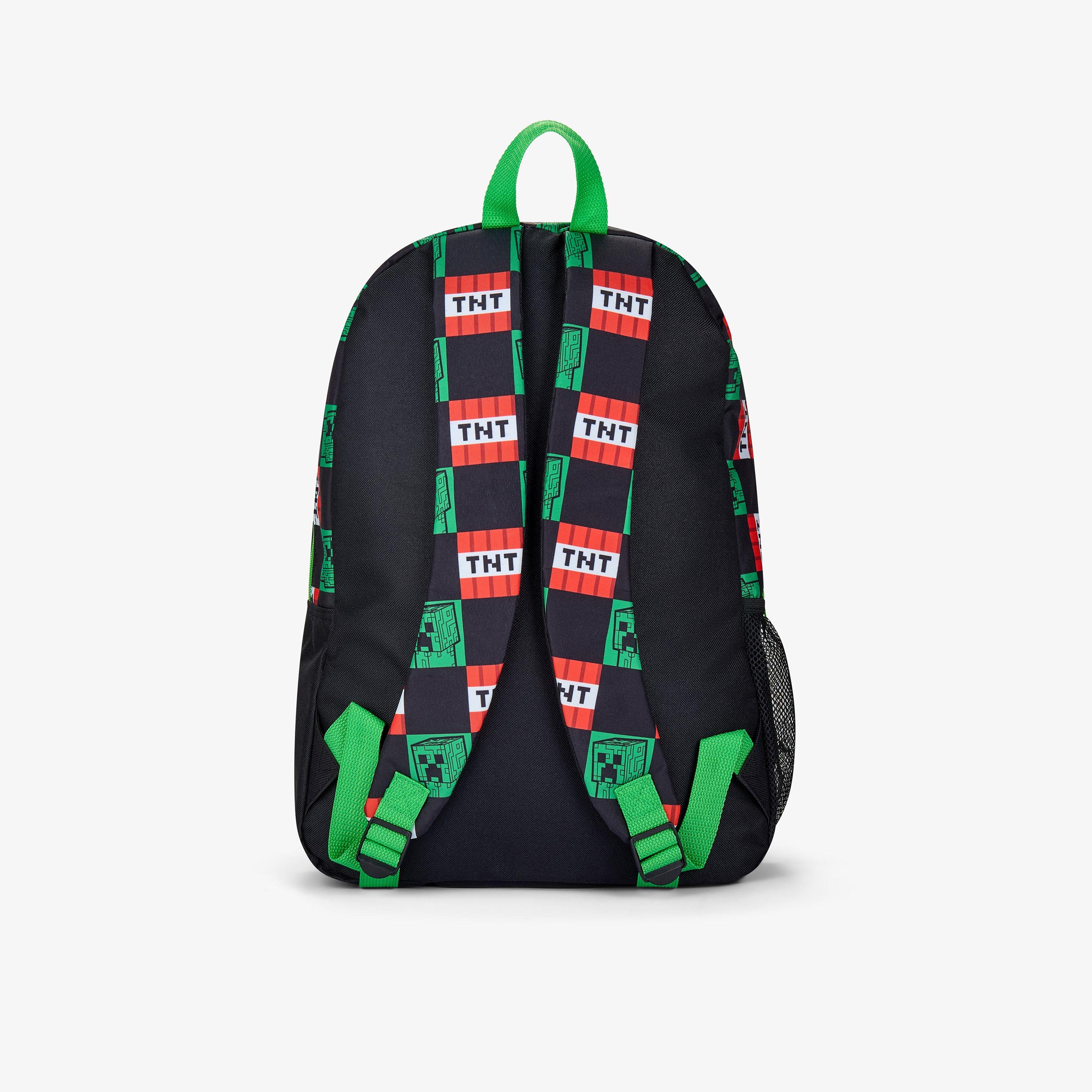 Minecraft 3 Piece Set Black/Green Backpack, view 2 of 8