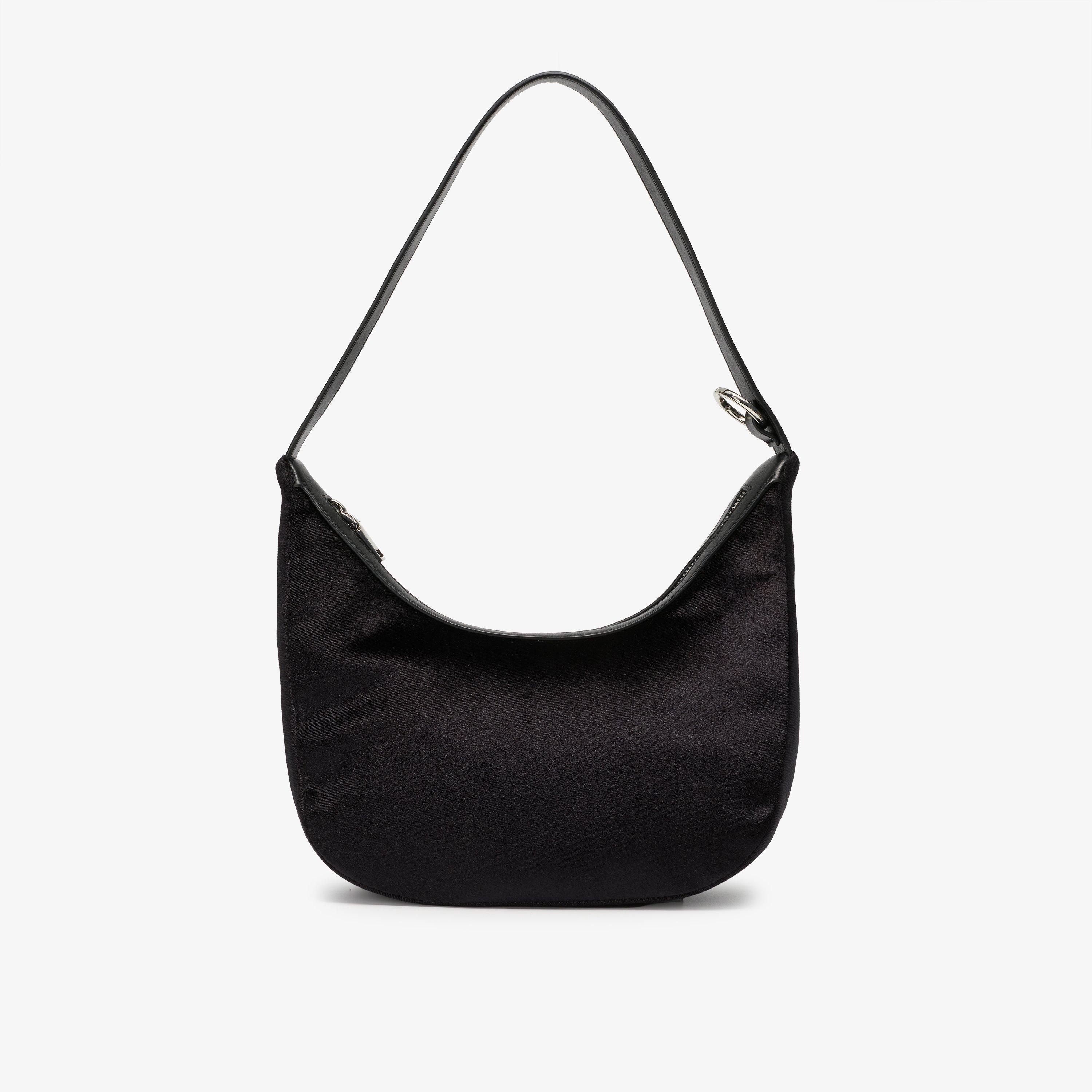 Shimmer Top Black Velvet Clutch Bag, view 1 of 7