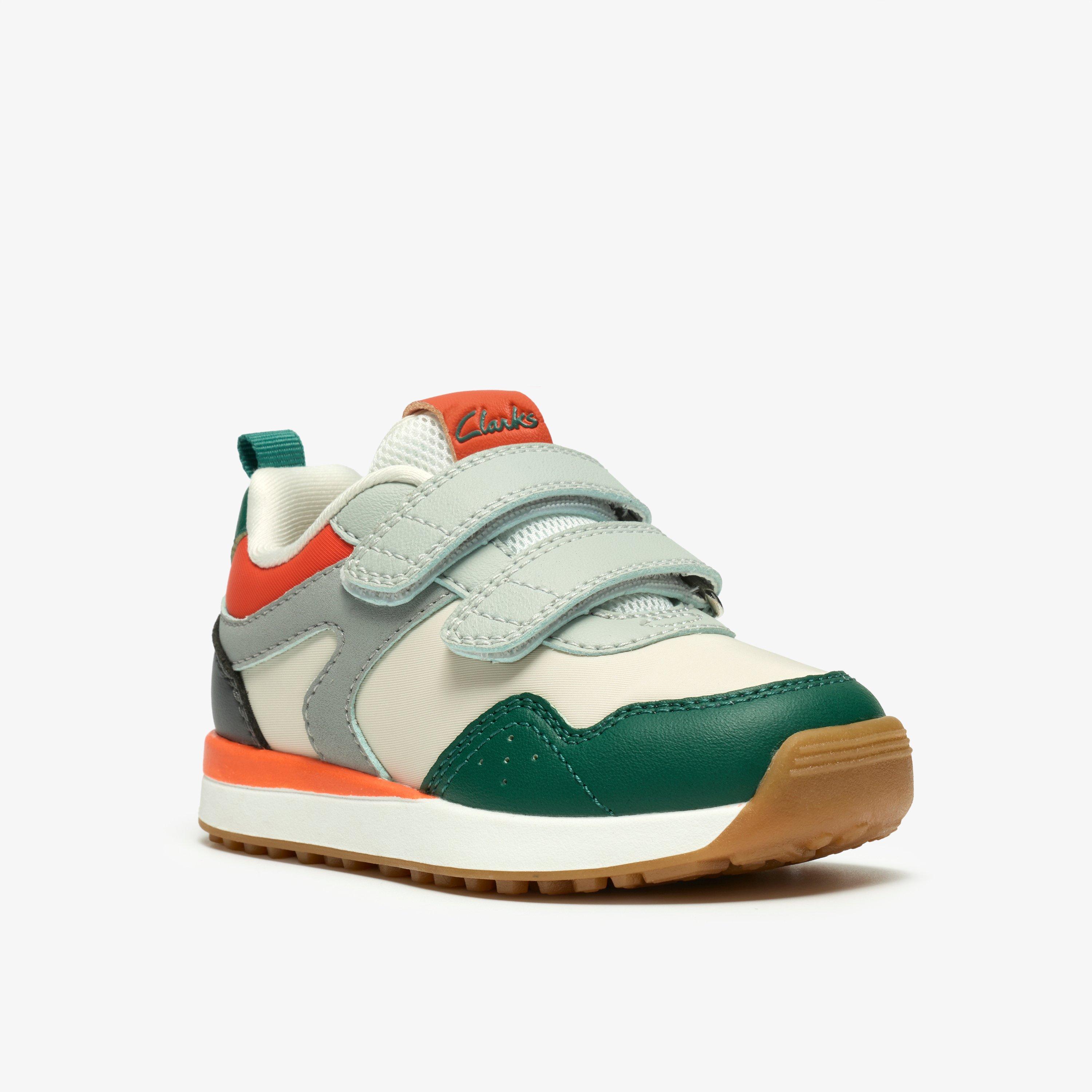 Dyrham Dash Toddler White/Green Trainers, view 4 of 6
