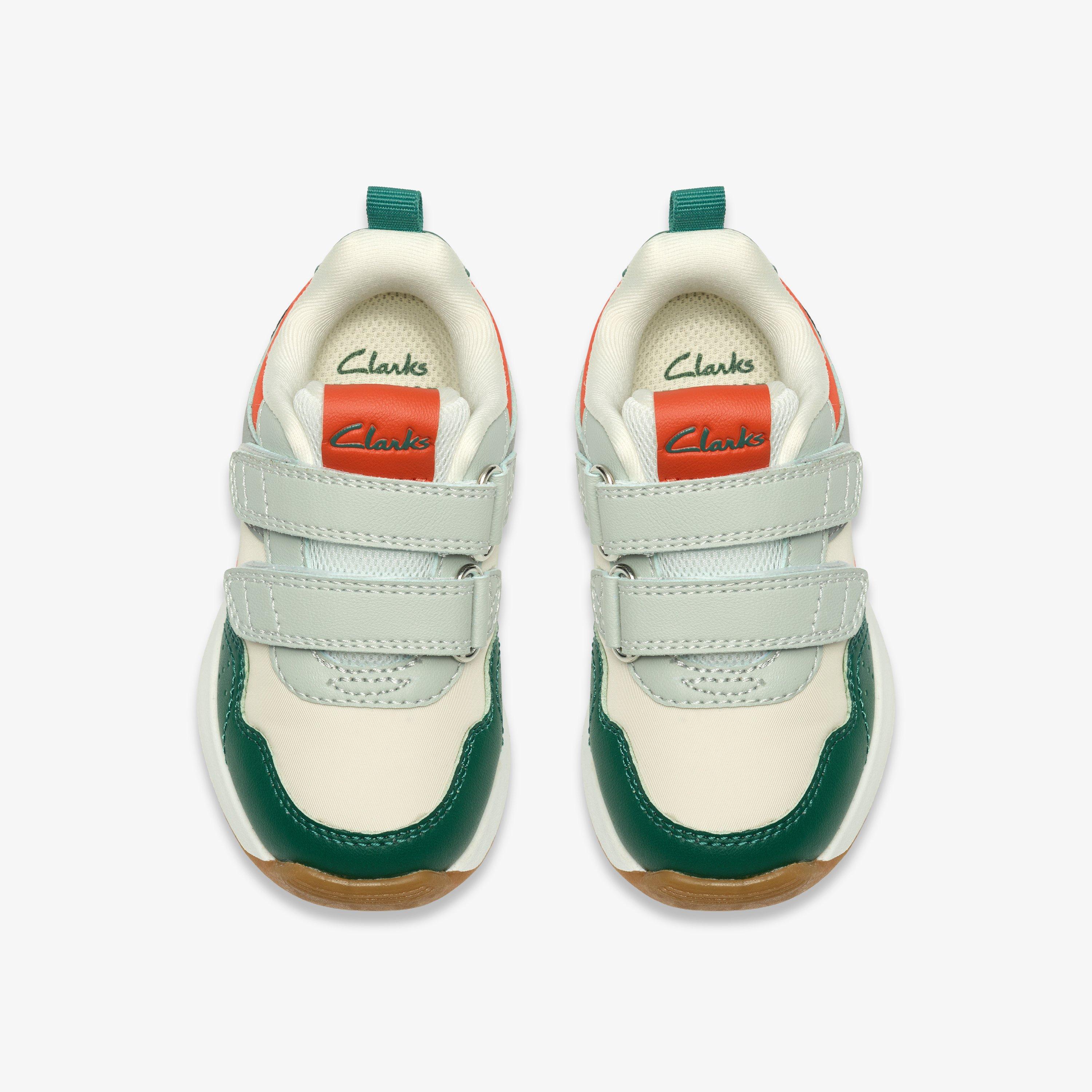 Dyrham Dash Toddler White/Green Trainers, view 6 of 6