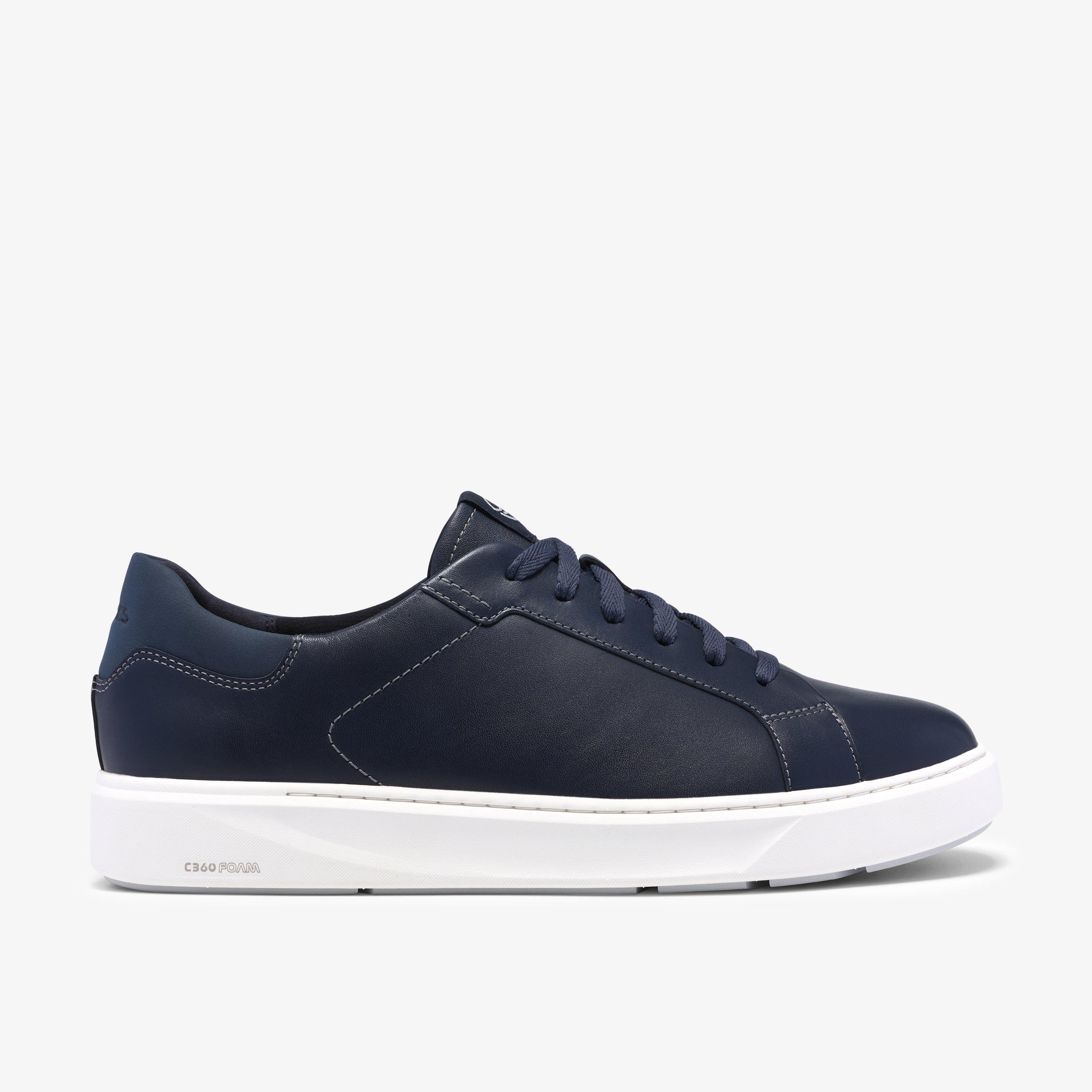 Code C Lace Navy Leather Trainers Lace Up, view 1 of 6