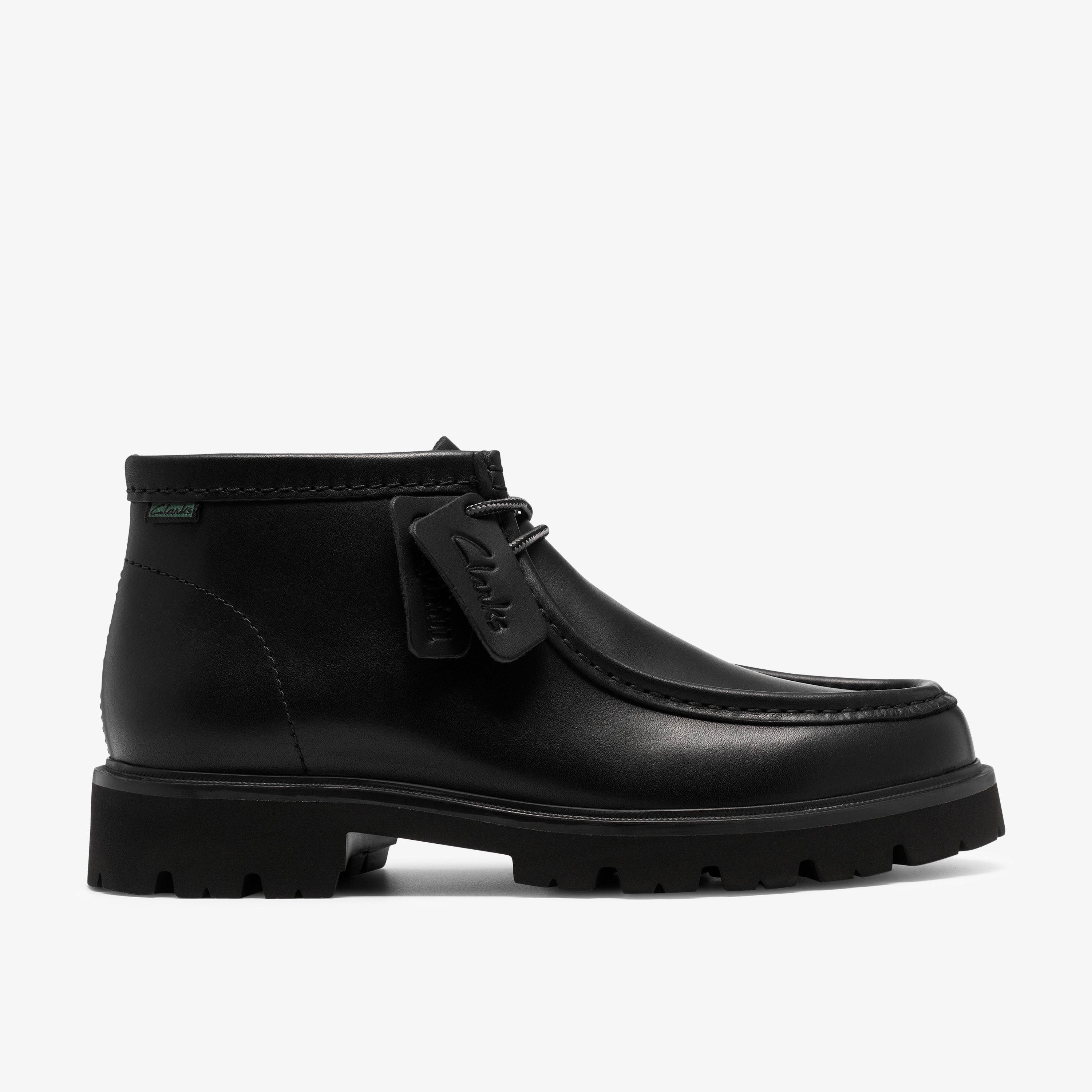 Cleyhill Top Black Leather Ankle Boots Lace Up, view 1 of 8