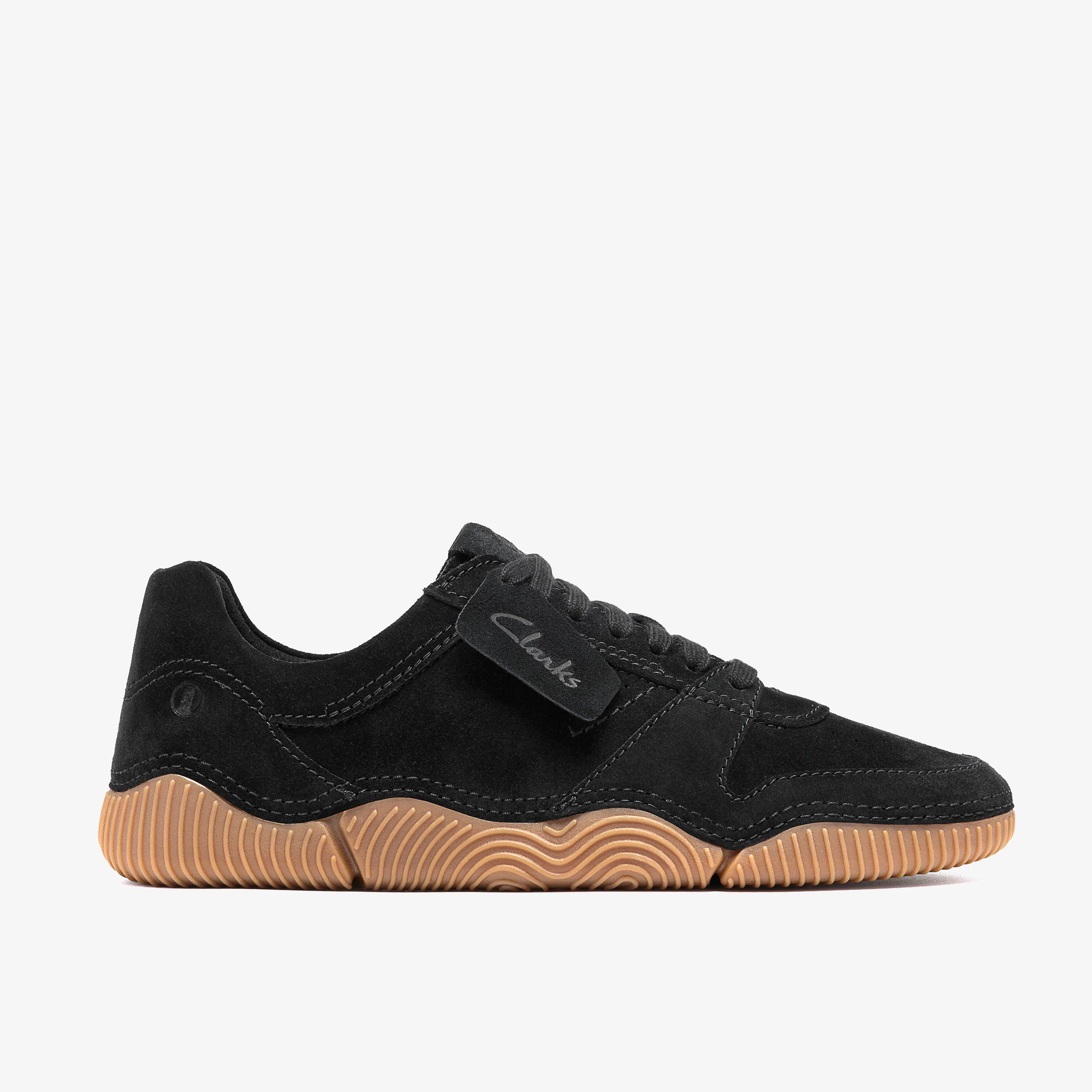 Sharpham Lace Black Suede Trainers Lace Up, view 1 of 7