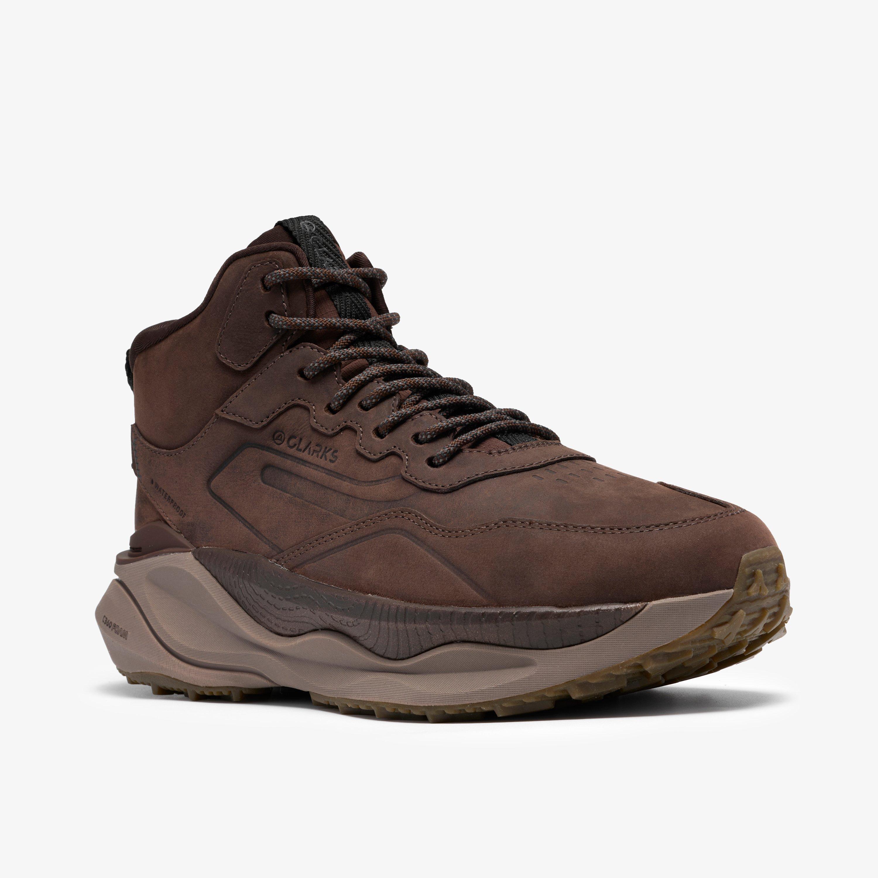Pace Trail Hi Waterproof Brown Lace Up Walking Hiking Sneakers, view 4 of 6