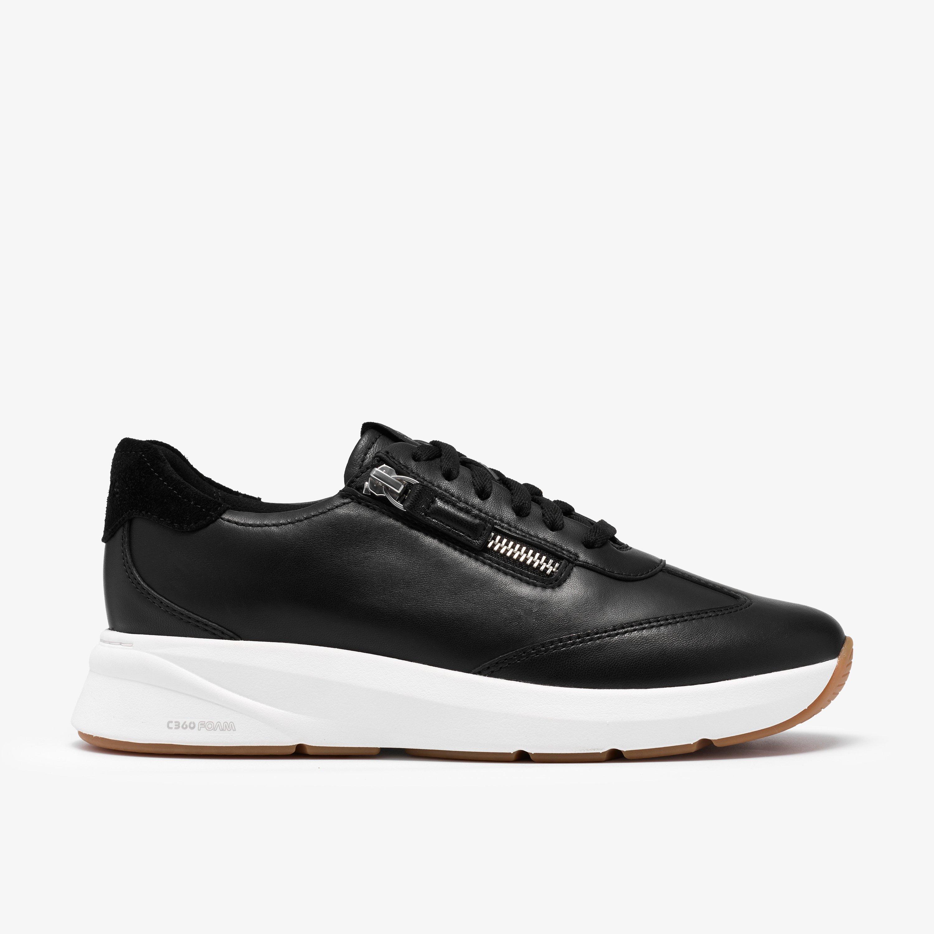 Code R Run Black Leather Trainers Lace Up, view 1 of 6
