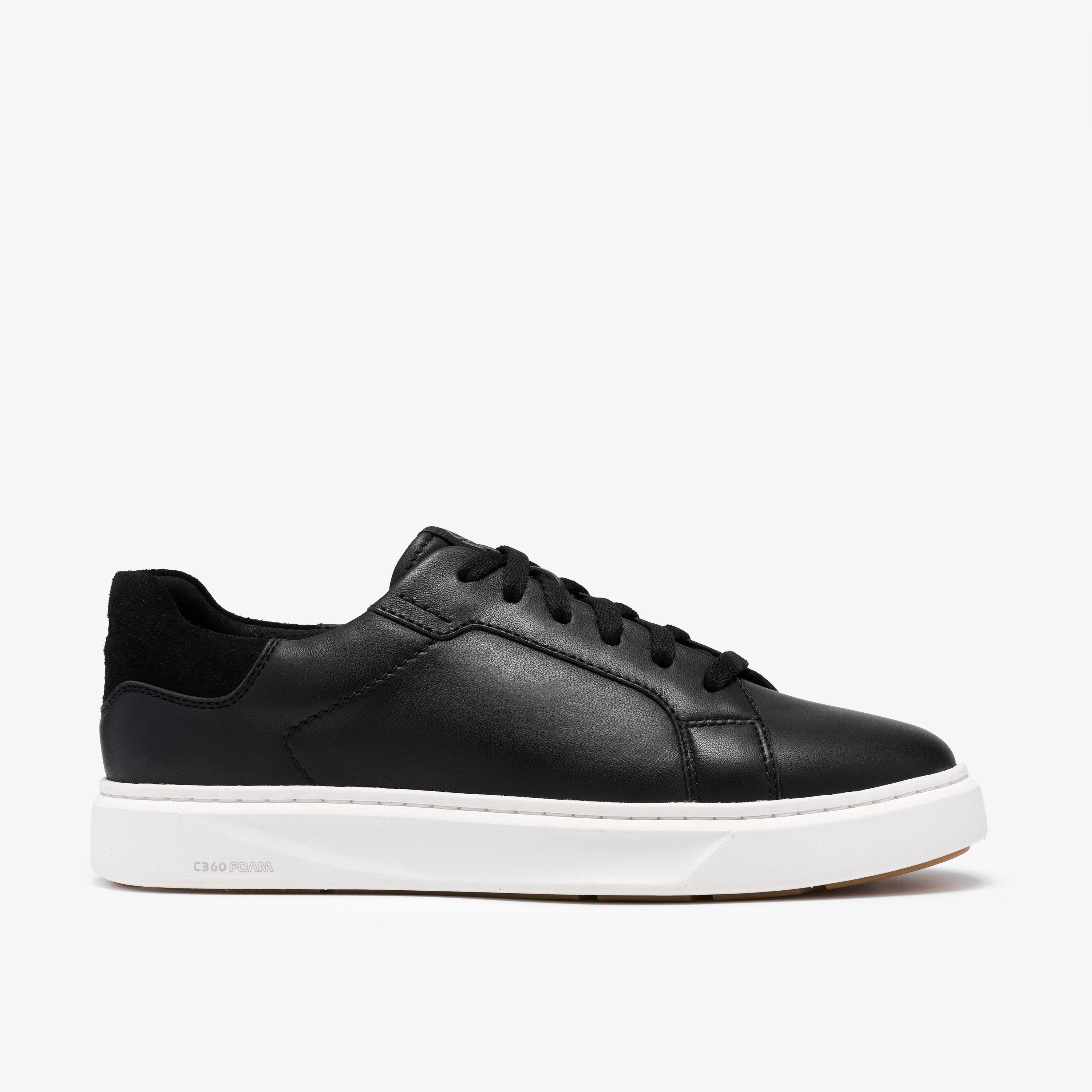 Code C Lace Black Leather Trainers Lace Up, view 1 of 6