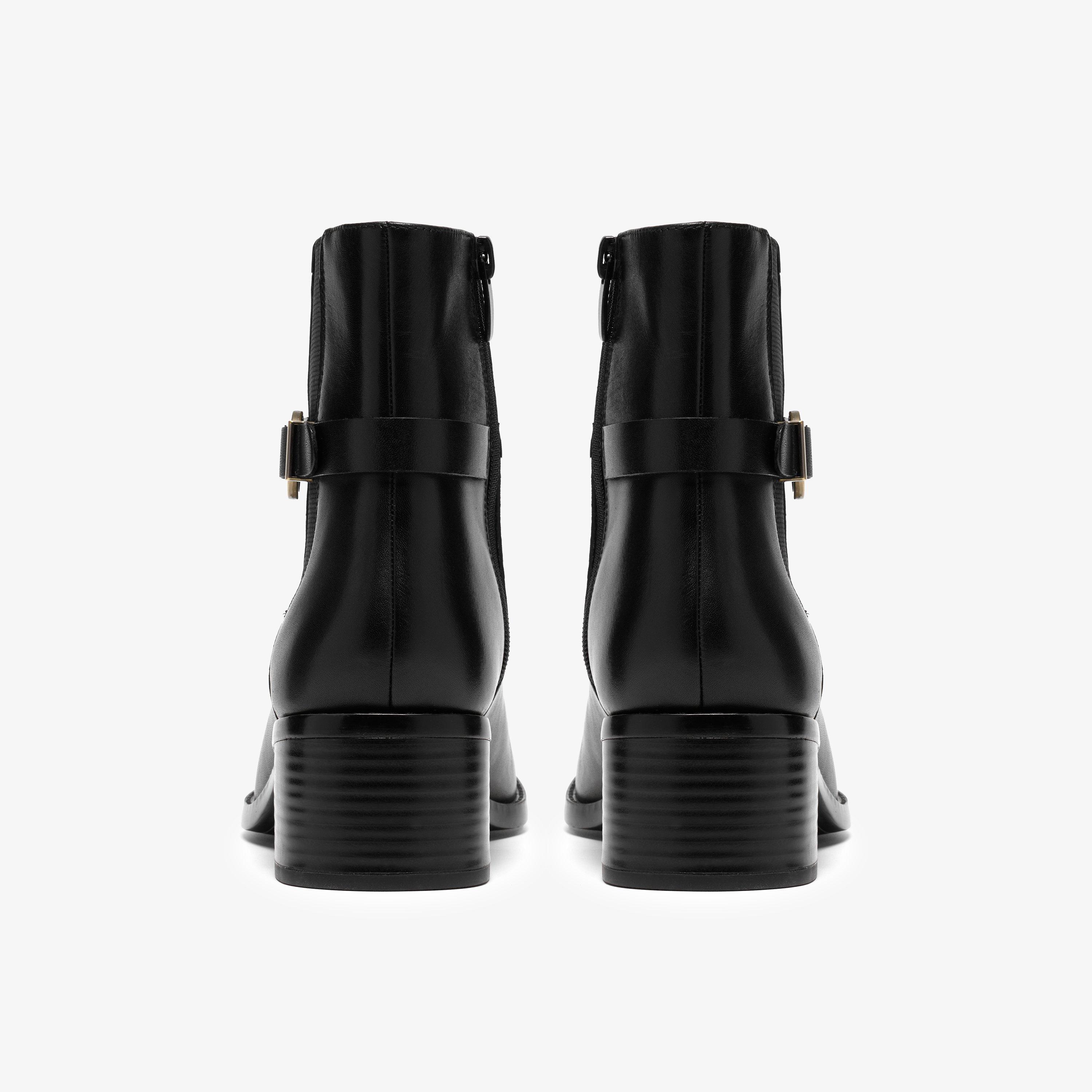 Wrenn Buckle Black Leather Ankle Boots, view 5 of 6