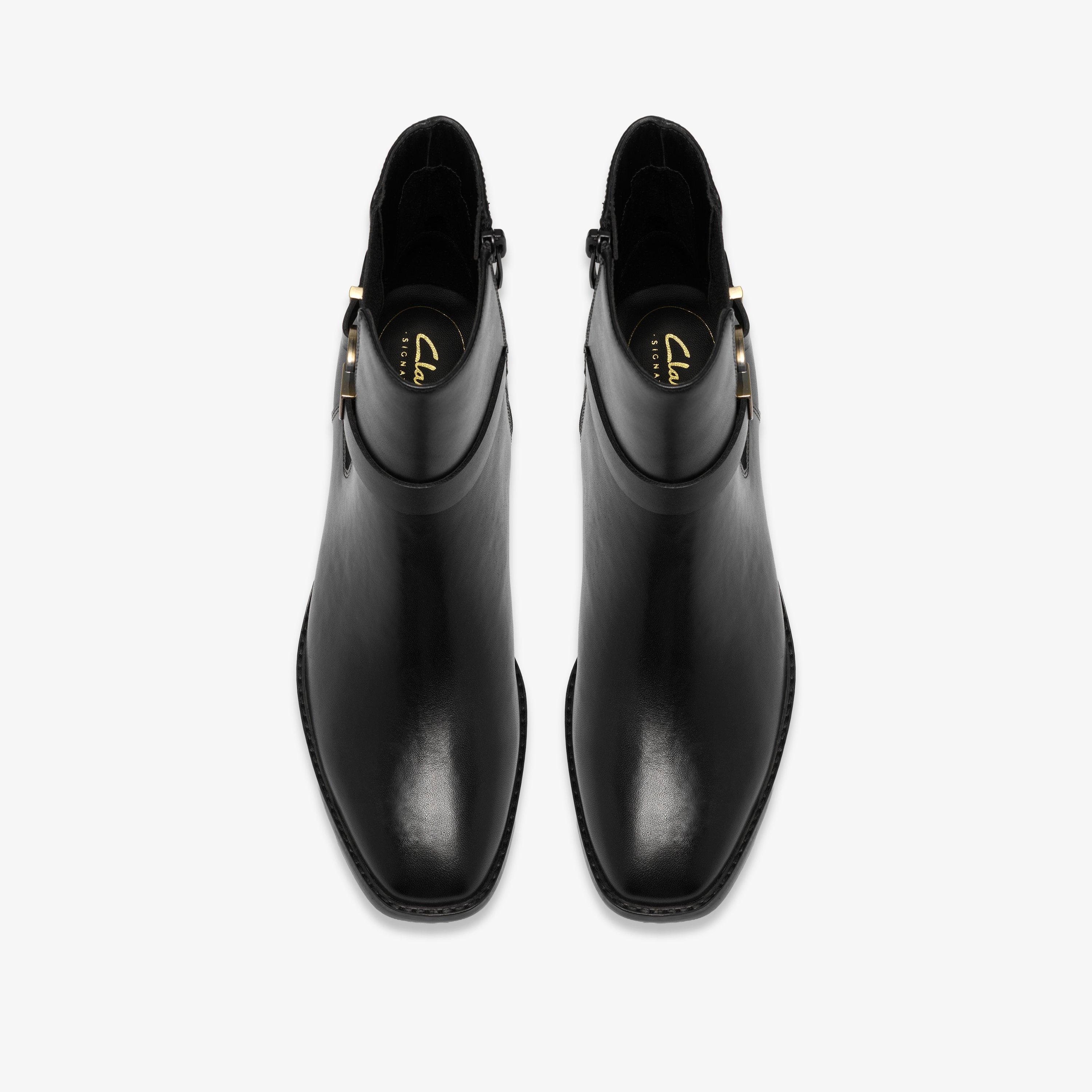 Wrenn Buckle Black Leather Ankle Boots, view 6 of 6