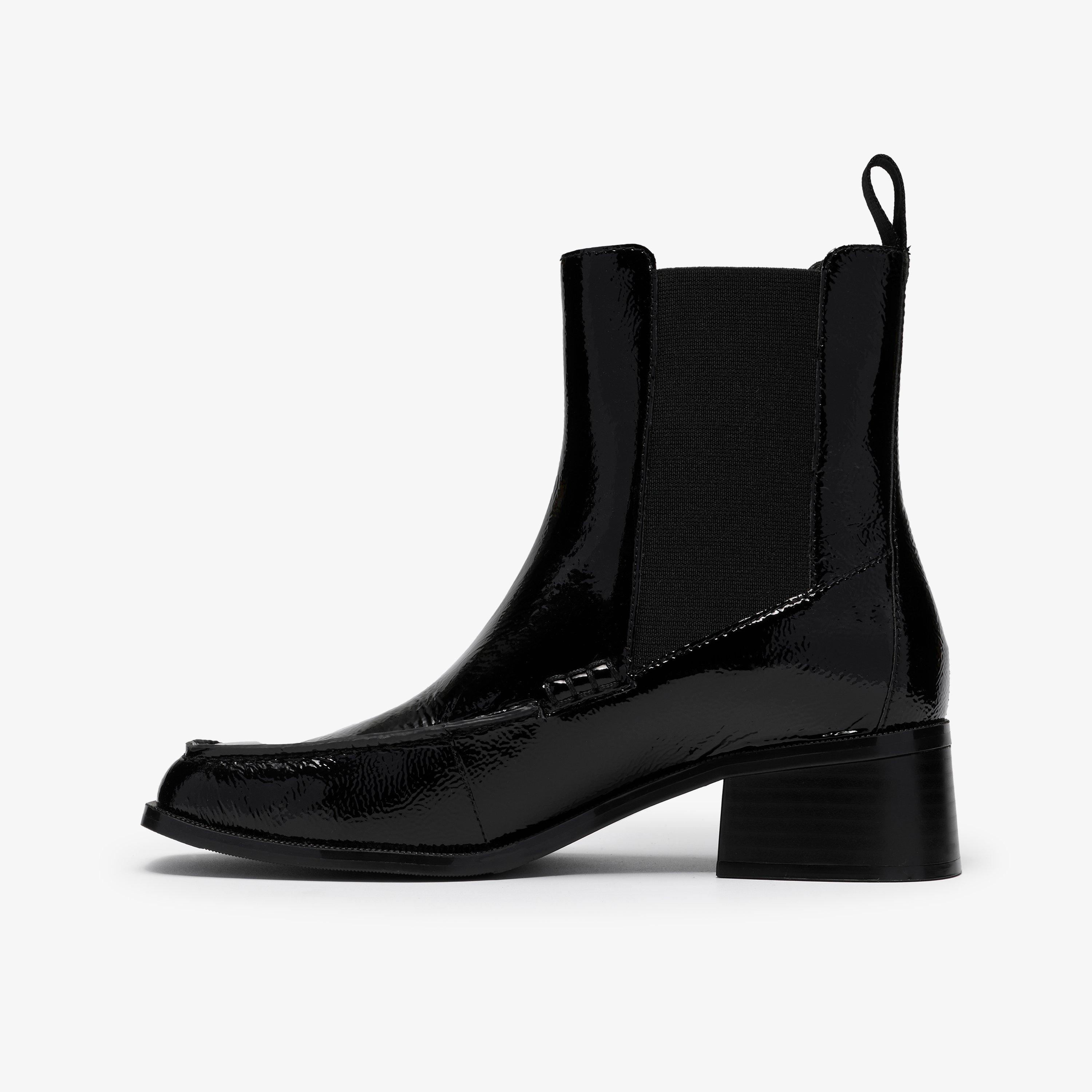 Moseley Up Black Patent Ankle Boots Chelsea Boots, view 2 of 6