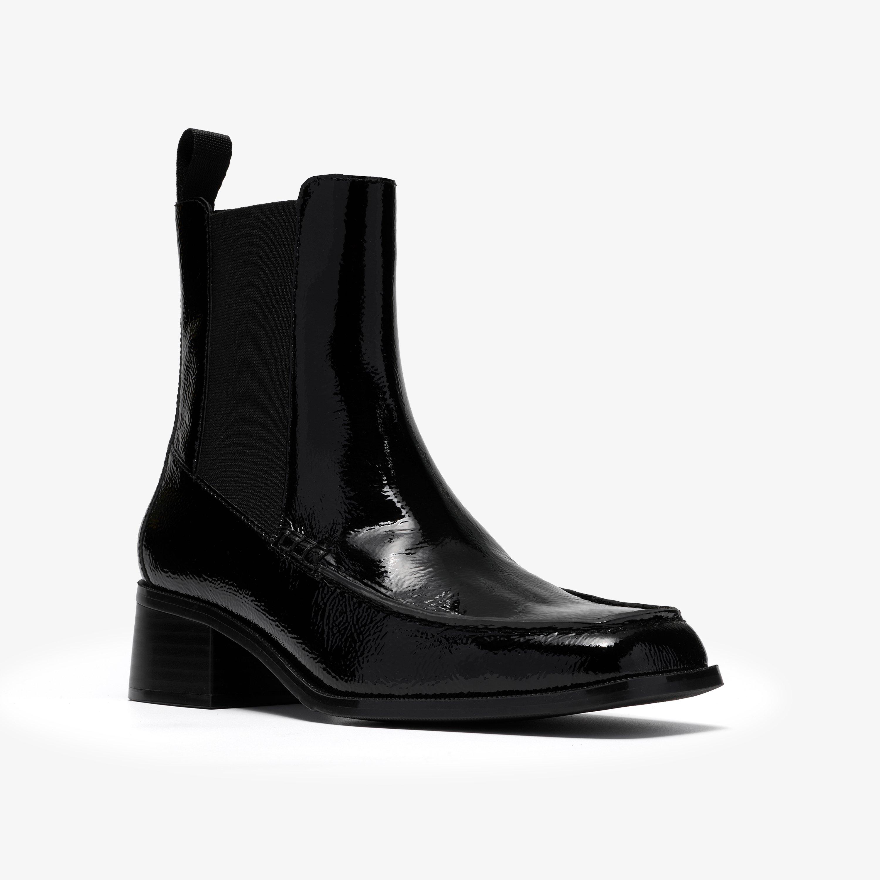 Moseley Up Black Patent Ankle Boots Chelsea Boots, view 4 of 6