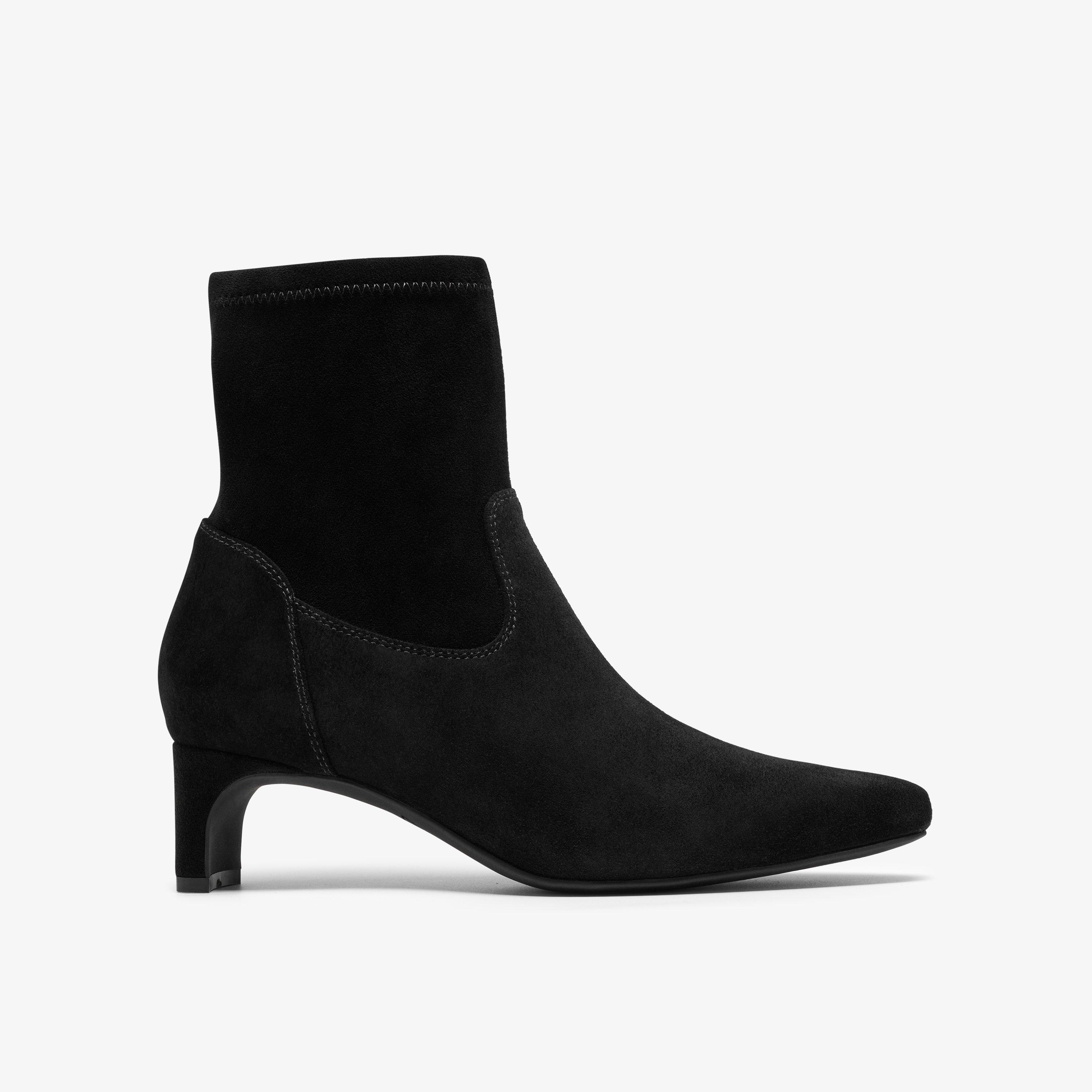 Edina Stretch Black Suede Ankle Boots, view 1 of 6