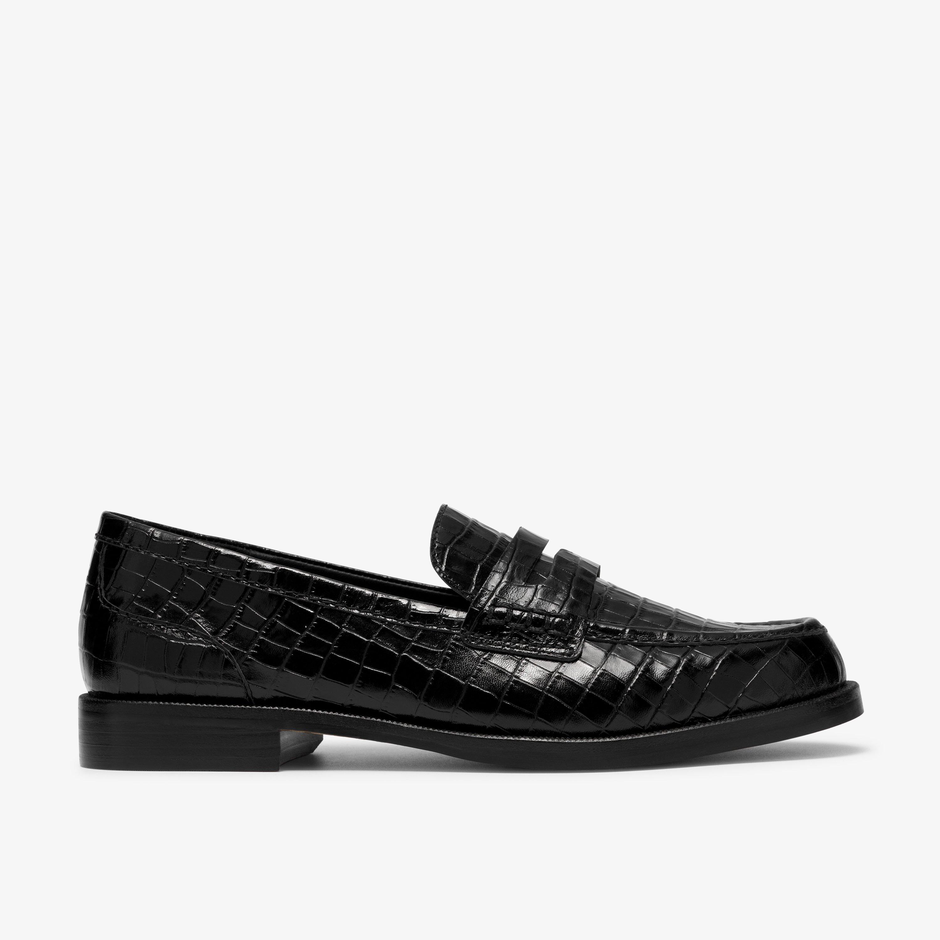 Straven2 Penny Schwarzes Krokodil Loafer Instapschuhe, view 1 of 6
