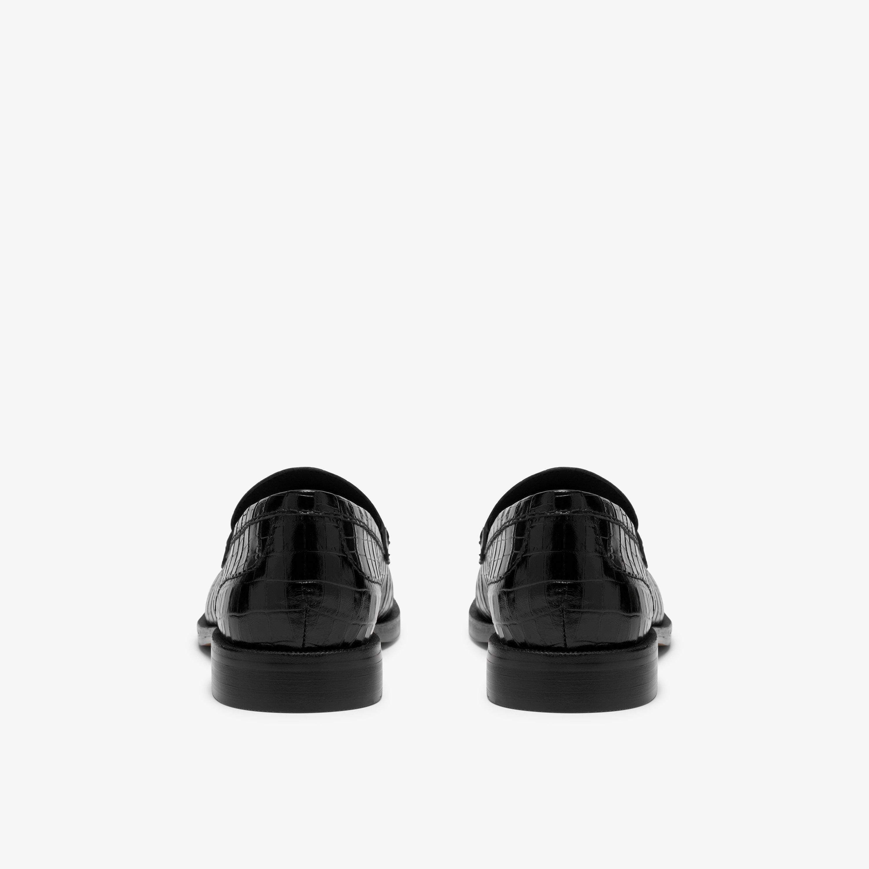 Straven2 Penny Black Crocodile Loafers Slip Ons, view 5 of 6