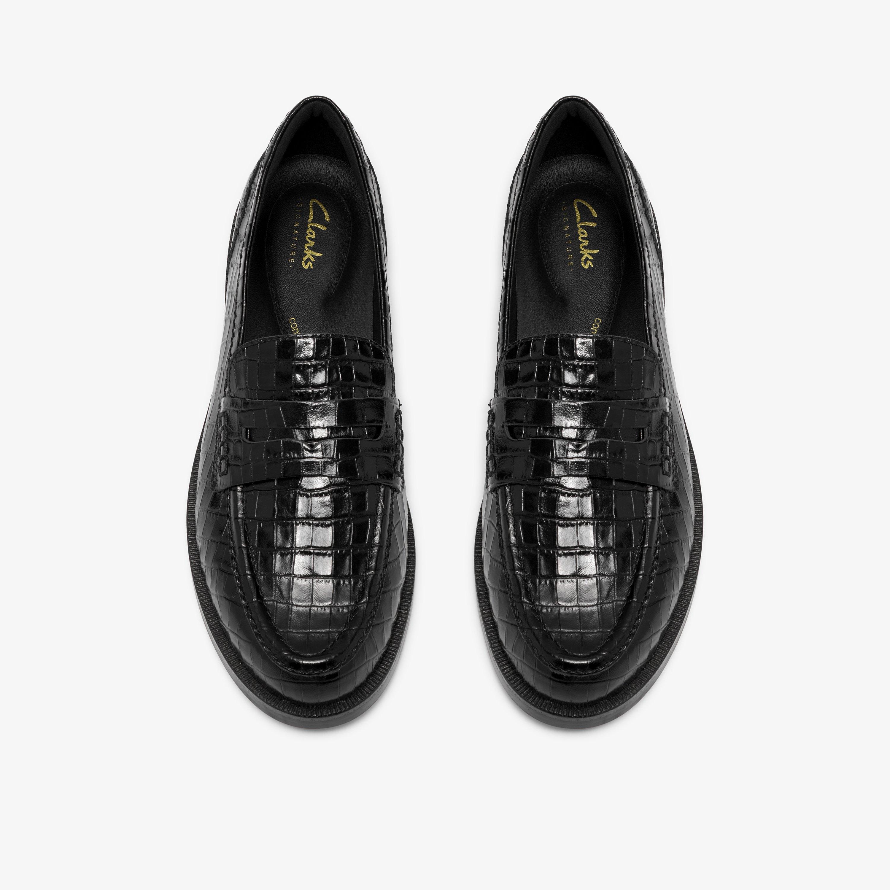Straven2 Penny Black Crocodile Loafers Slip Ons, view 6 of 6