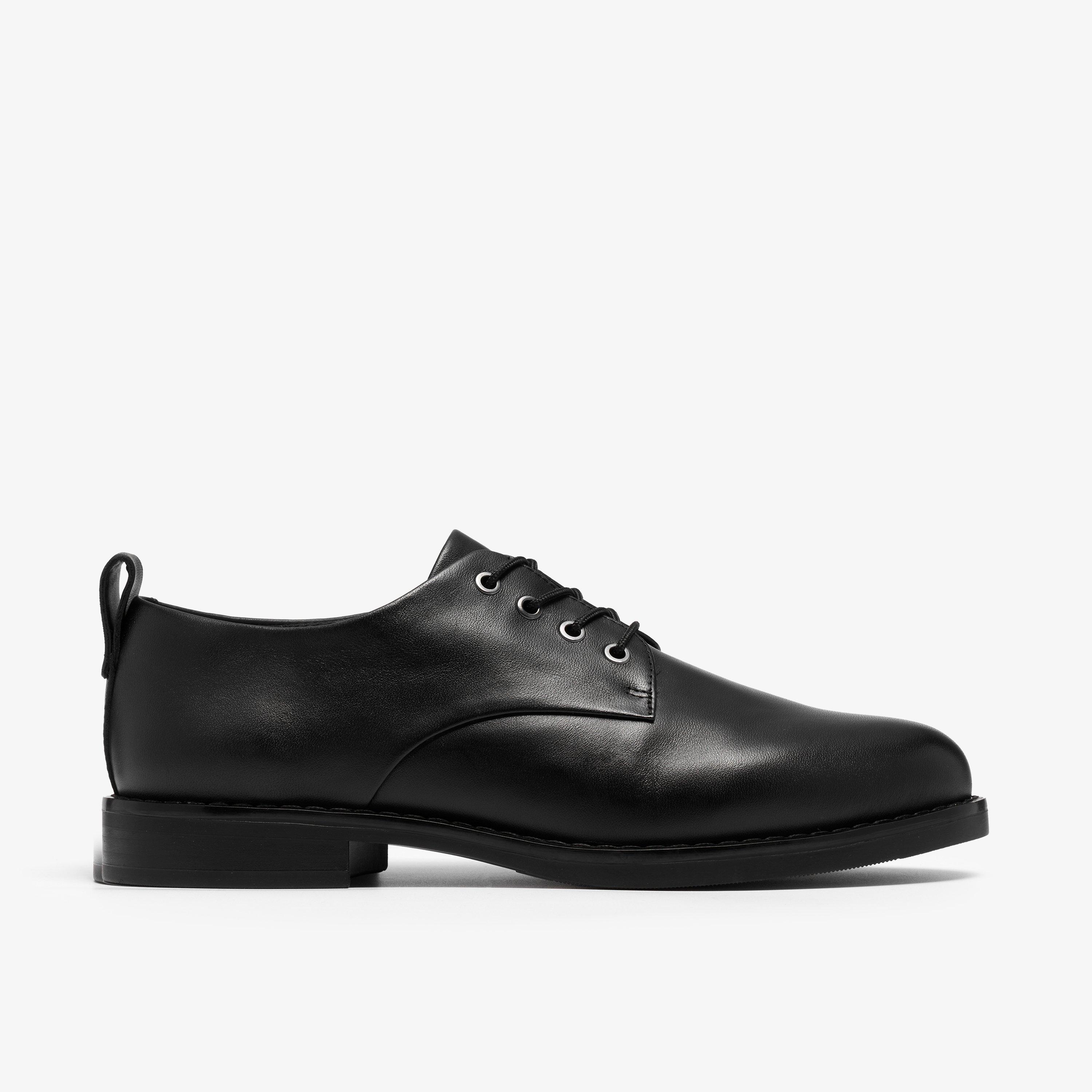 Conara Lace Black Leather Derby Shoes Lace Up, view 1 of 6