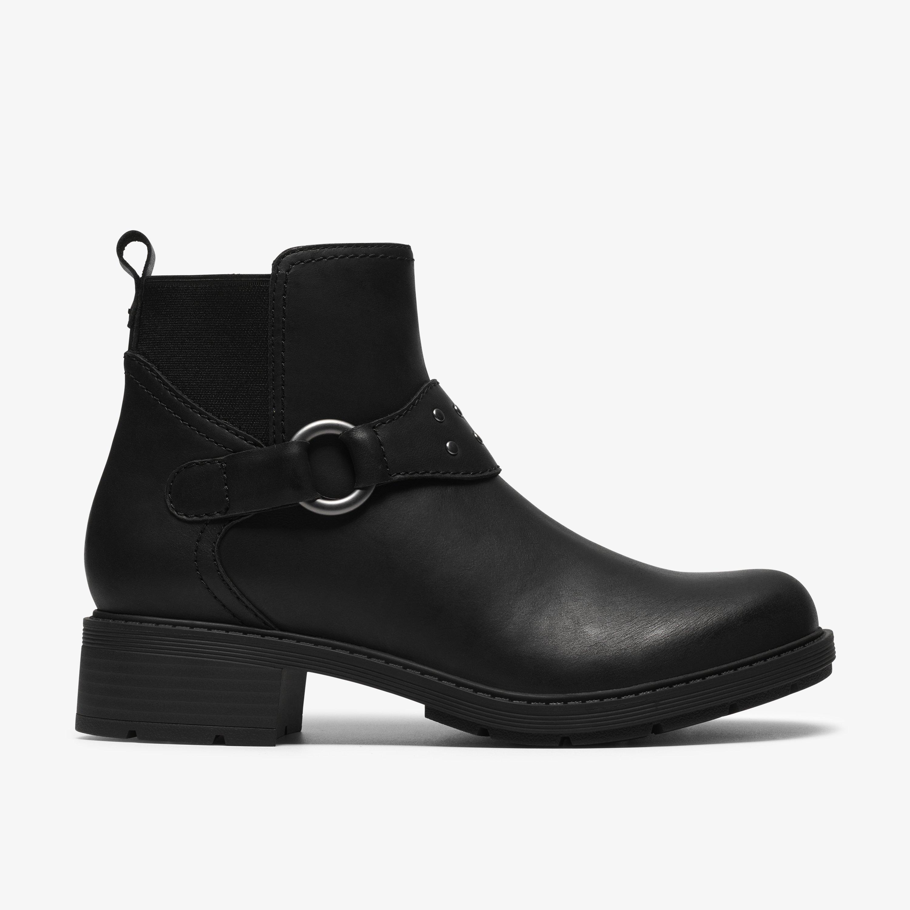 Hearth Stud Black Leather Ankle Boots, view 1 of 6