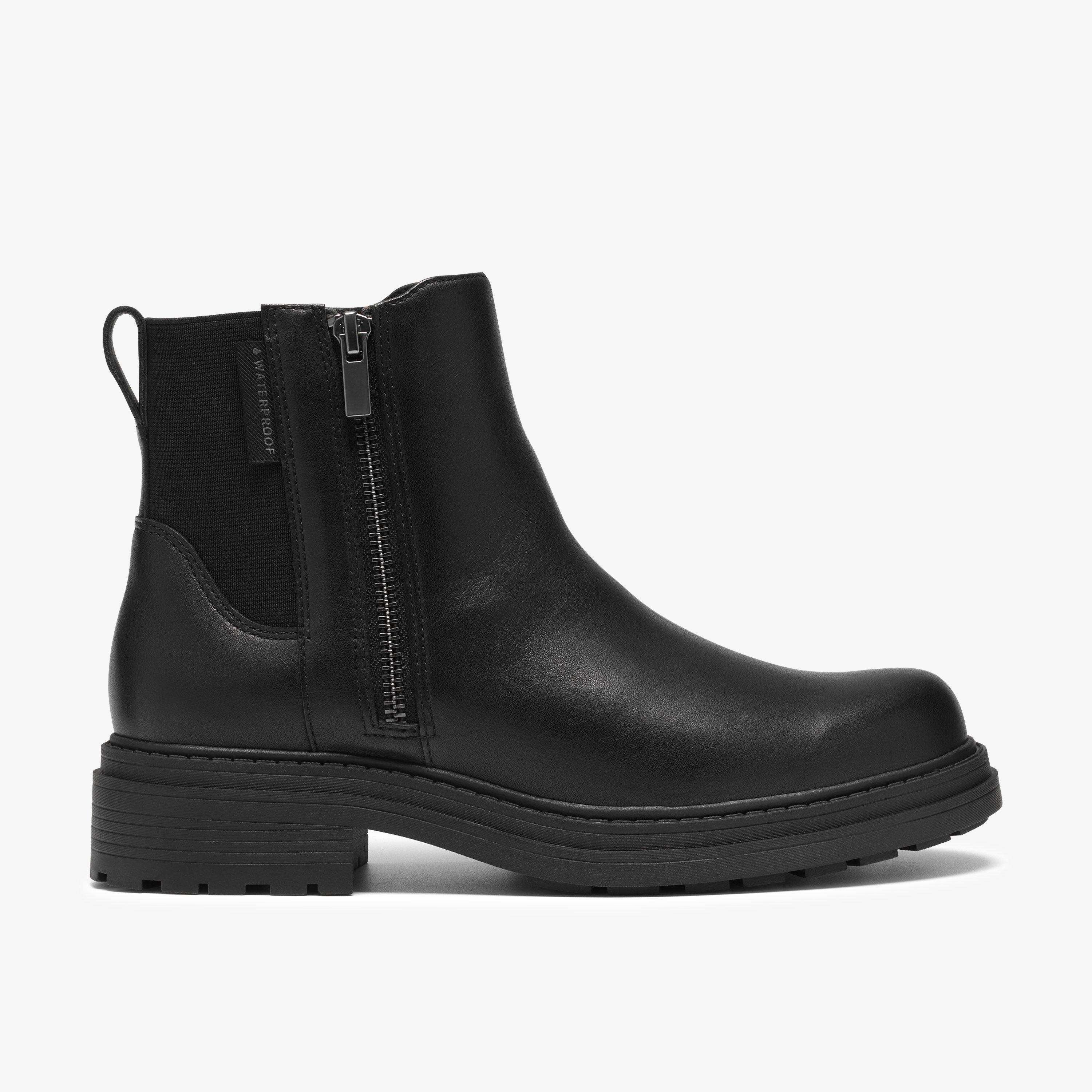 Orinoco3 Zip Waterproof Black Leather Ankle Boots, view 1 of 6