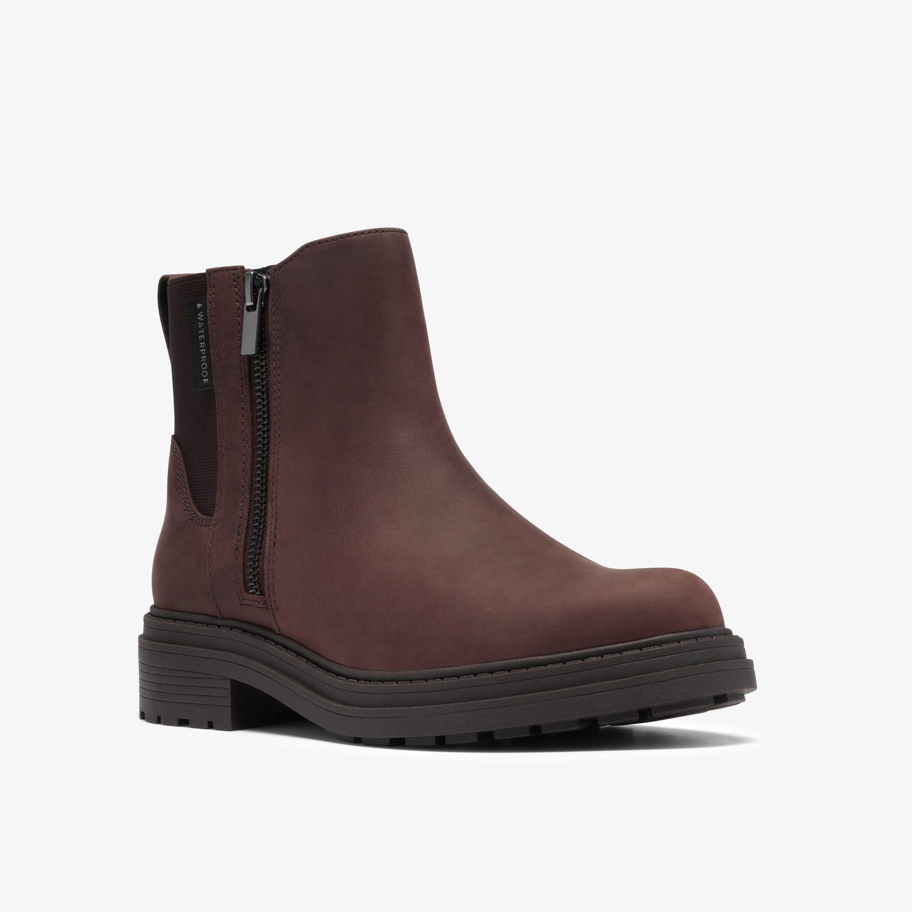 Orinoco3 Zip Waterproof Dark Brown Leather Ankle Boots, view 4 of 6
