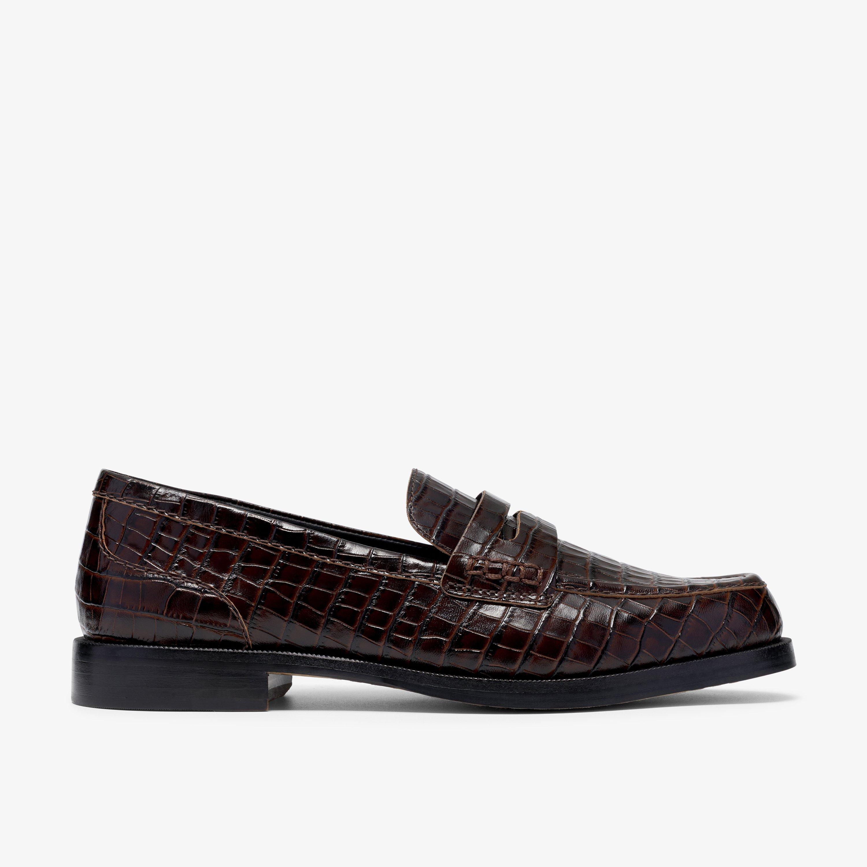 Straven2 Penny Braunes Krokodil Loafer Instapschuhe, view 1 of 6