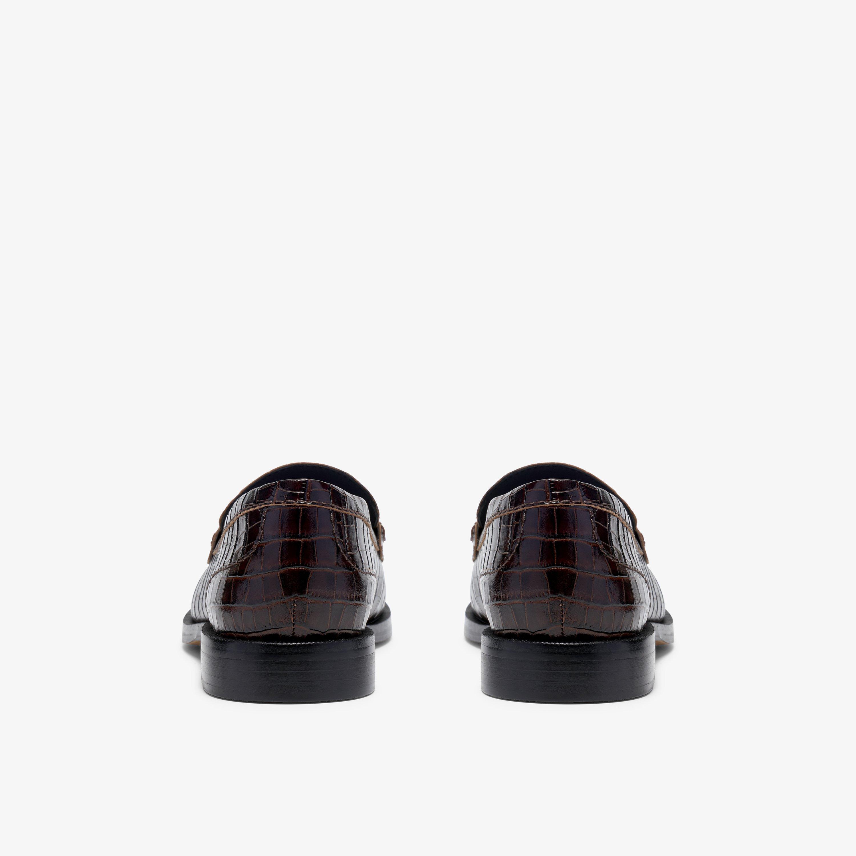 Straven2 Penny Brown Crocodile Loafers Slip Ons, view 5 of 6