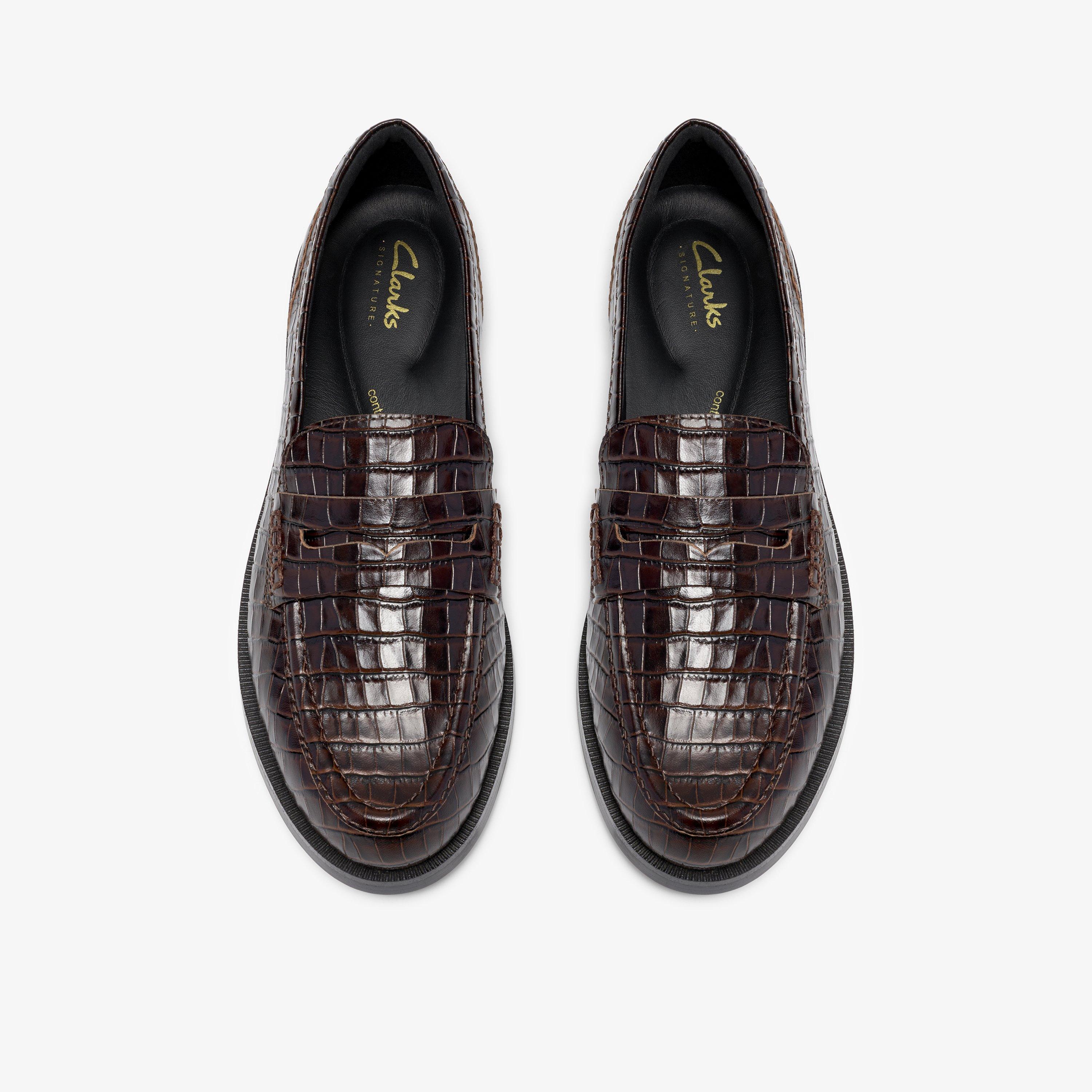Straven2 Penny Brown Crocodile Loafers Slip Ons, view 6 of 6