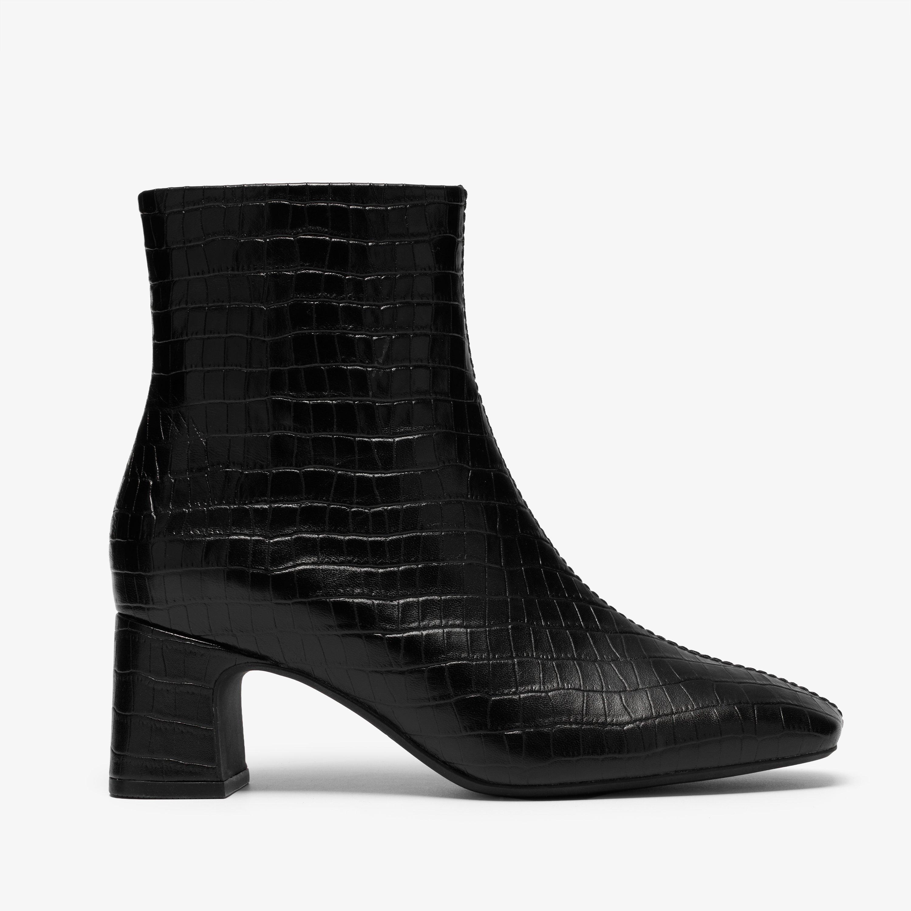 Fernie Zip Black Crocodile Ankle Boots, view 1 of 6