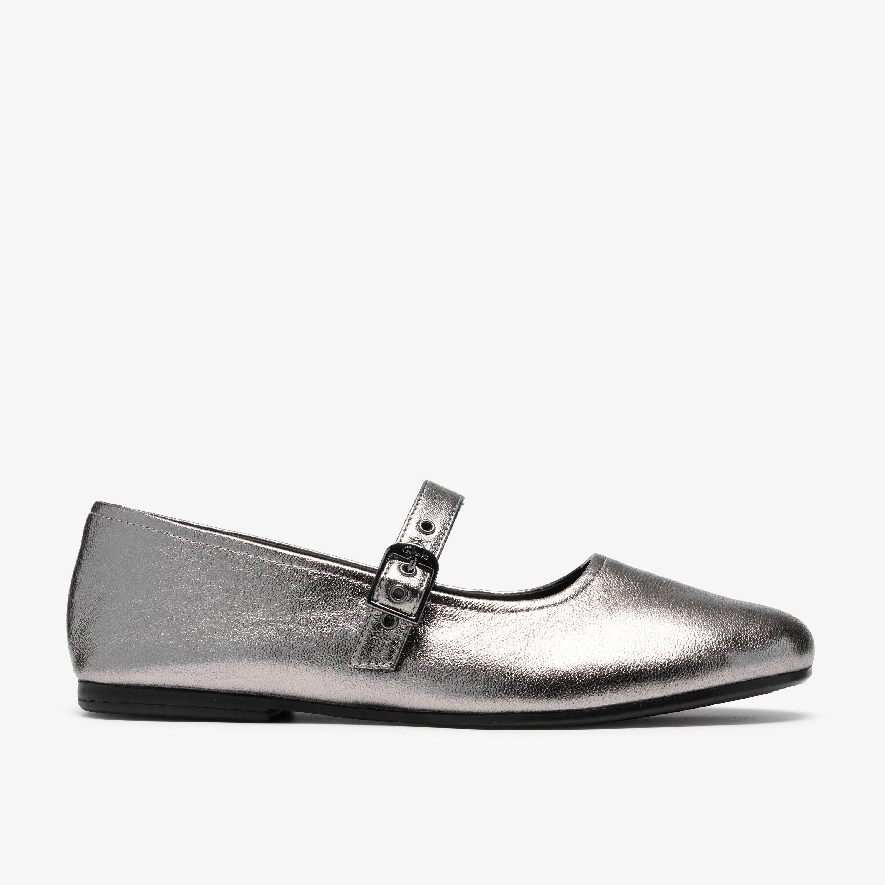 Livia Jane Pewter Leather Mary Janes Ballet Flats, view 1 of 6